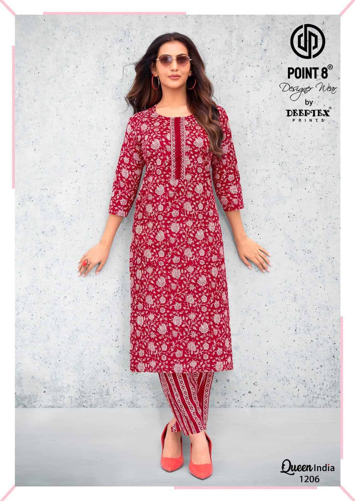 Deeptex Queen India Vol 12 Cotton Kurti With Pant 10 pcs Catalog