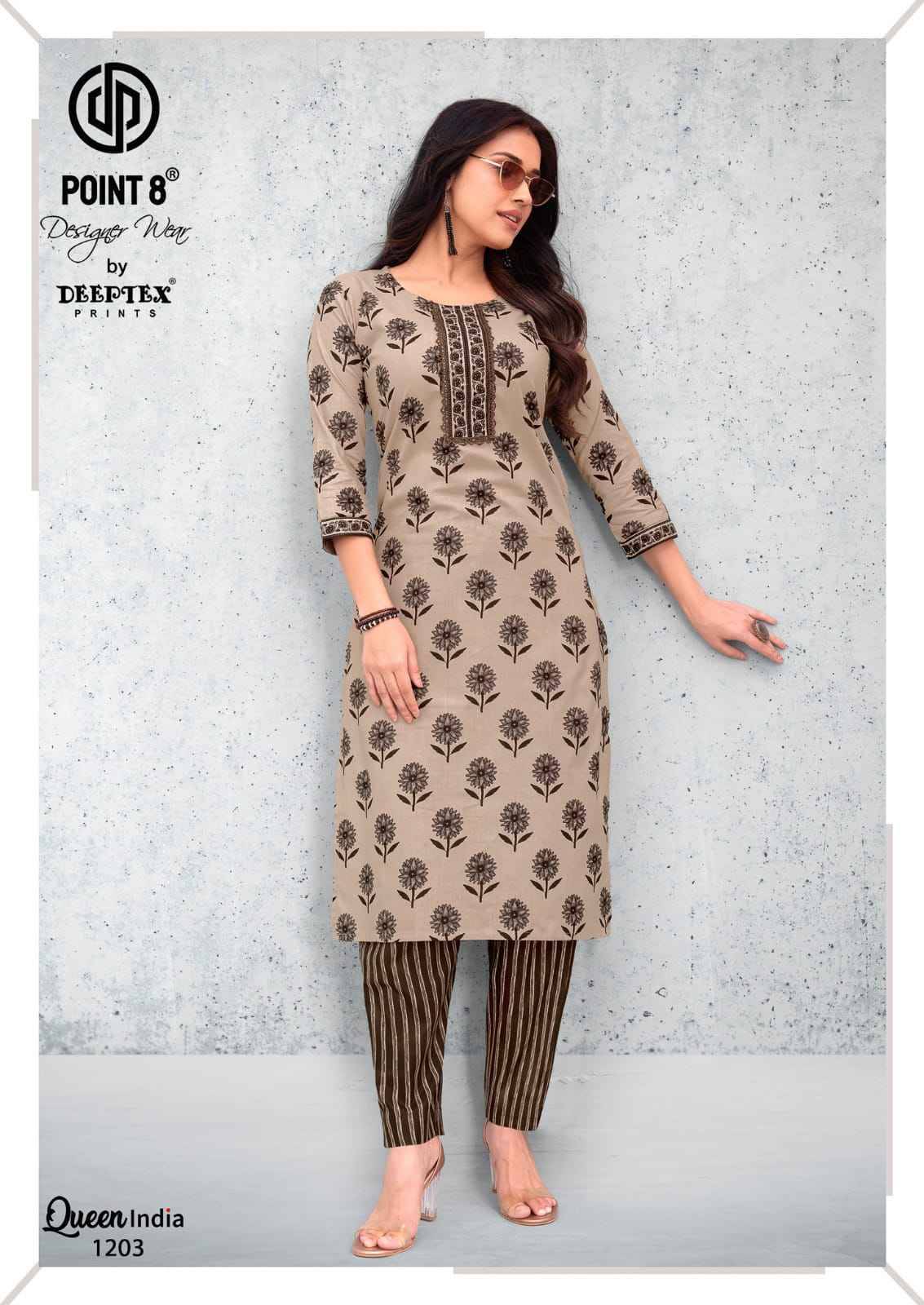 Deeptex Queen India Vol 12 Cotton Kurti With Pant 10 pcs Catalog
