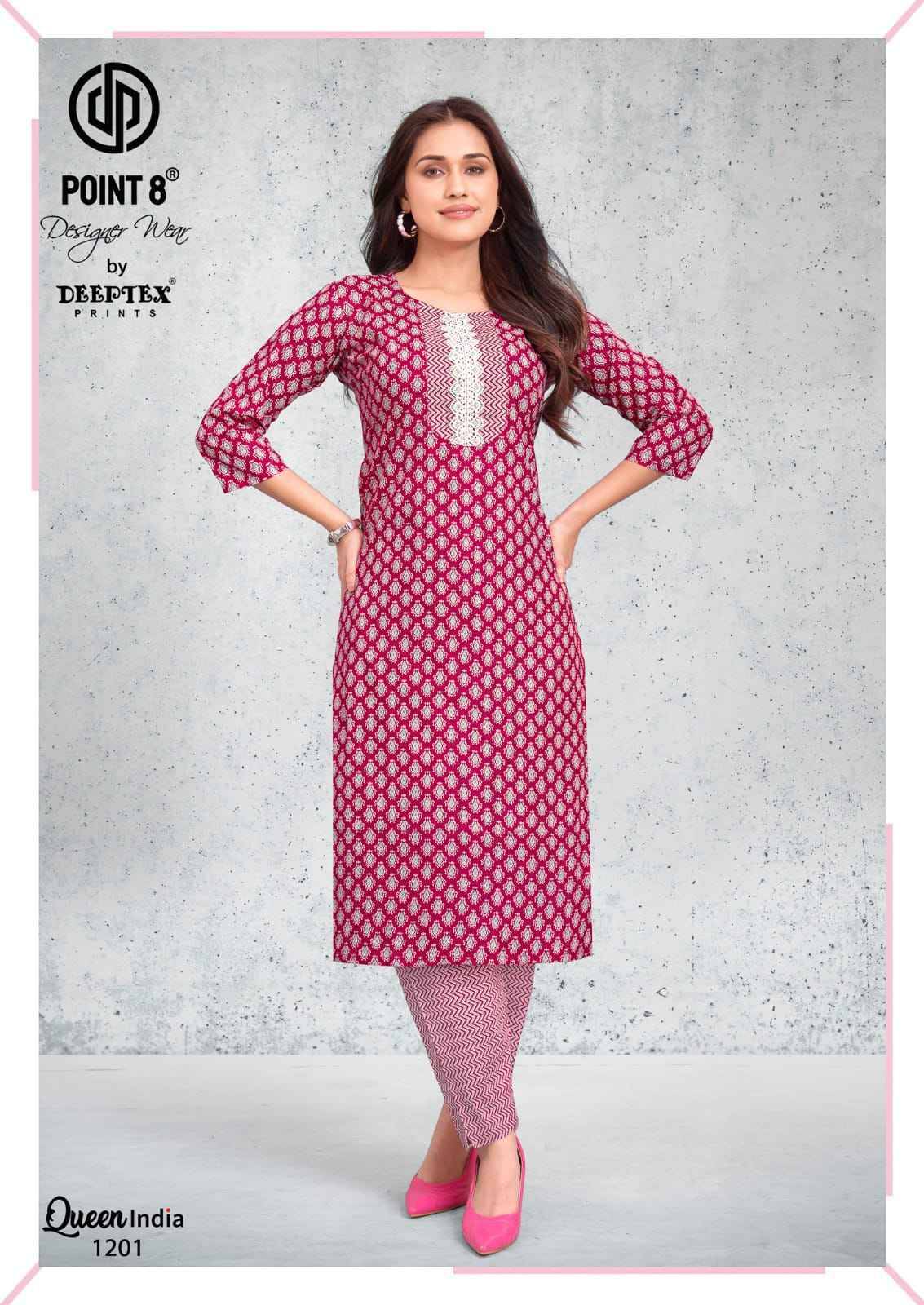 Deeptex Queen India Vol 12 Cotton Kurti With Pant 10 pcs Catalog