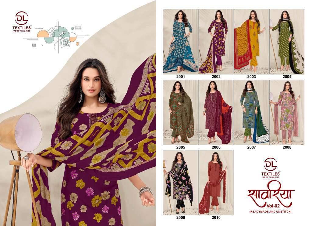DL TEXTILES SAWARIYA VOL 2 COTTON READYMADE SUITS 10 PCS CATALOG