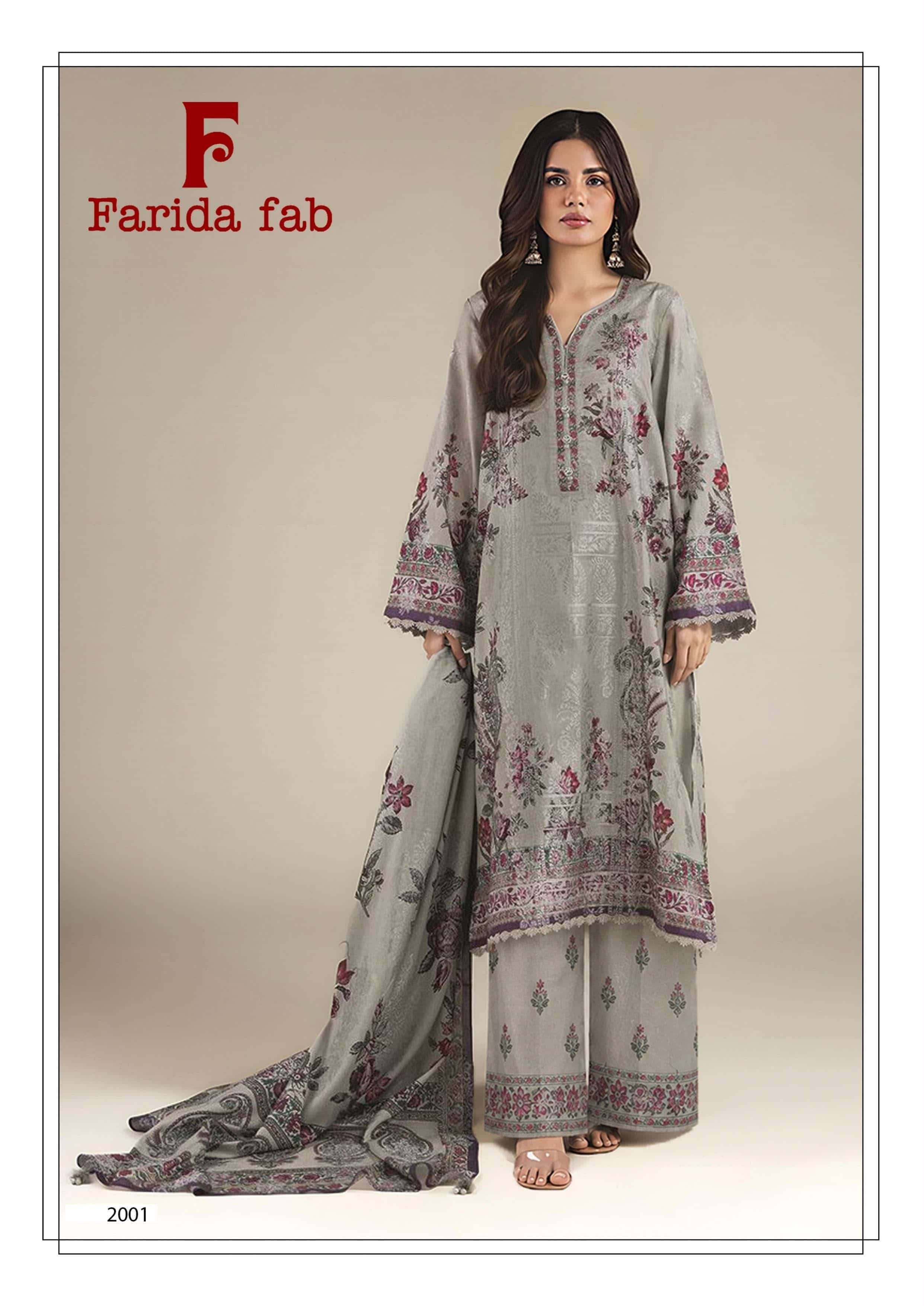 Farida Fab Charizma Vol 2 Heavy Luxury Lawn Collection Salwar Suit 6 Pcs Catalog 