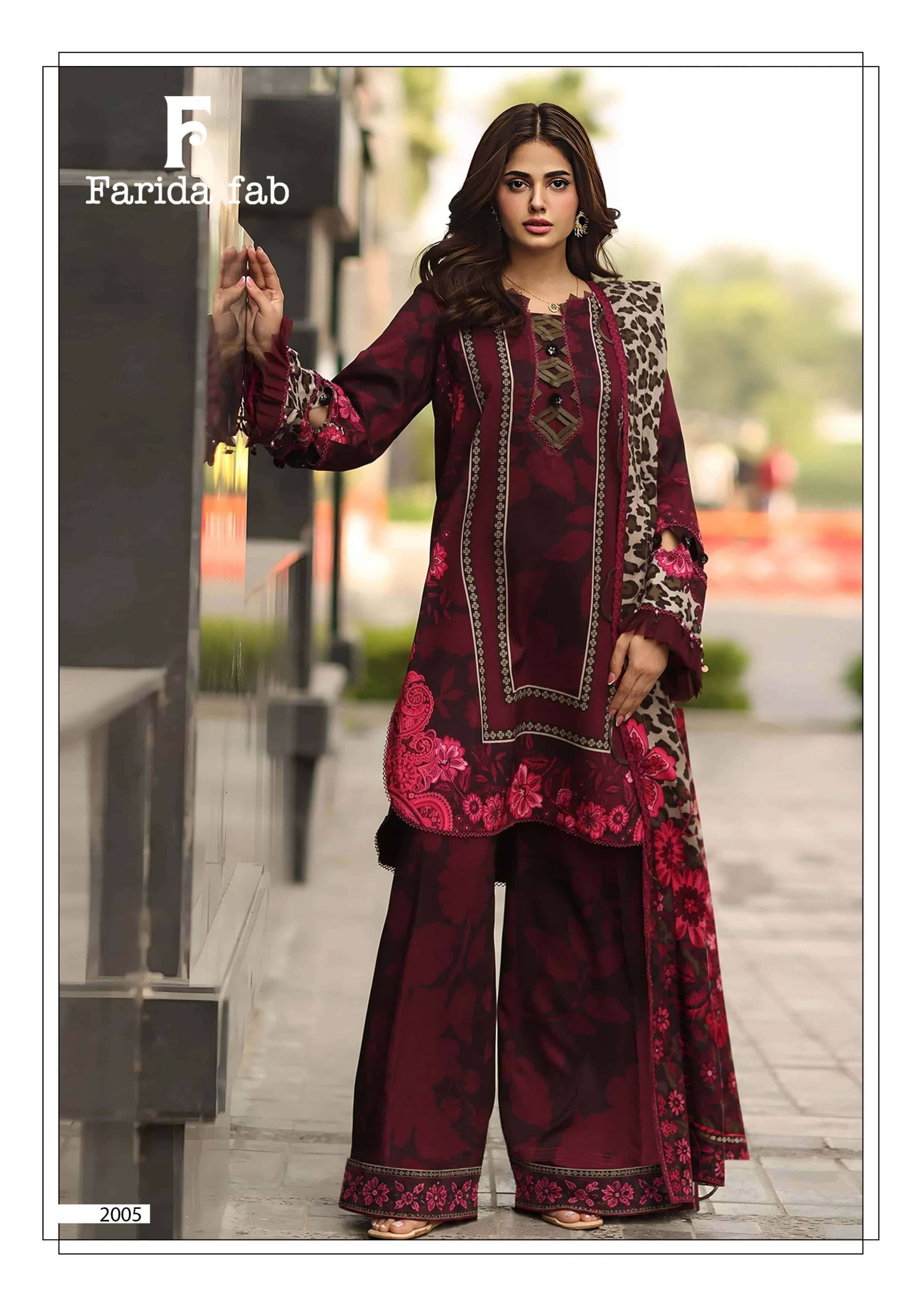 Farida Fab Charizma Vol 2 Heavy Luxury Lawn Collection Salwar Suit 6 Pcs Catalog 