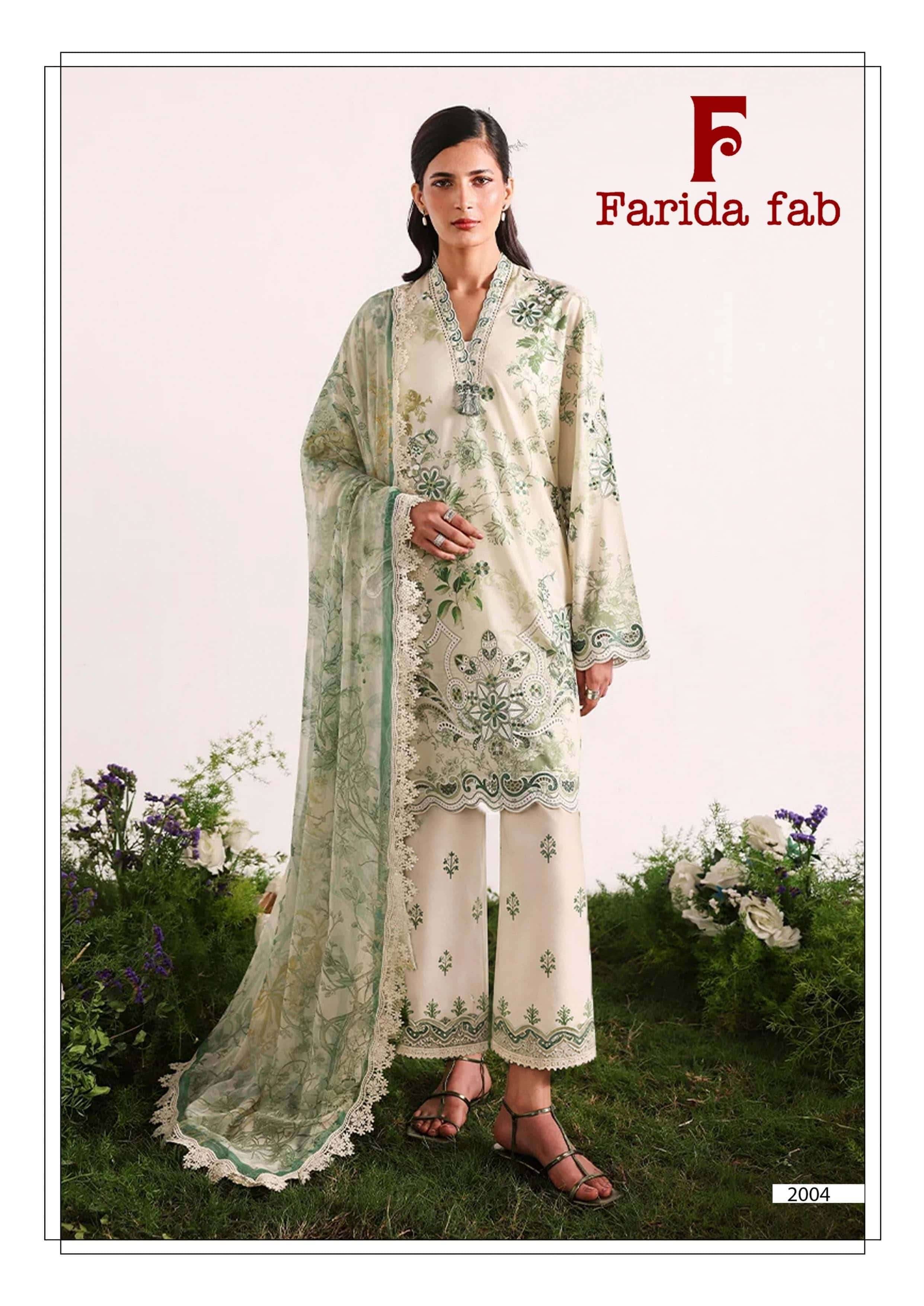 Farida Fab Charizma Vol 2 Heavy Luxury Lawn Collection Salwar Suit 6 Pcs Catalog 