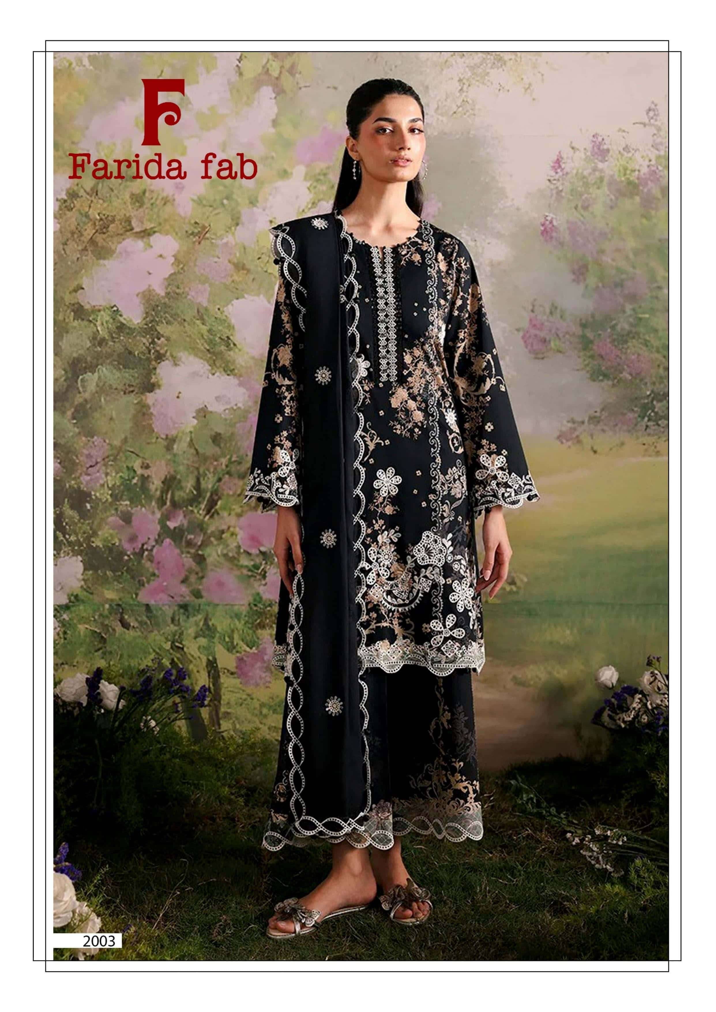 Farida Fab Charizma Vol 2 Heavy Luxury Lawn Collection Salwar Suit 6 Pcs Catalog 