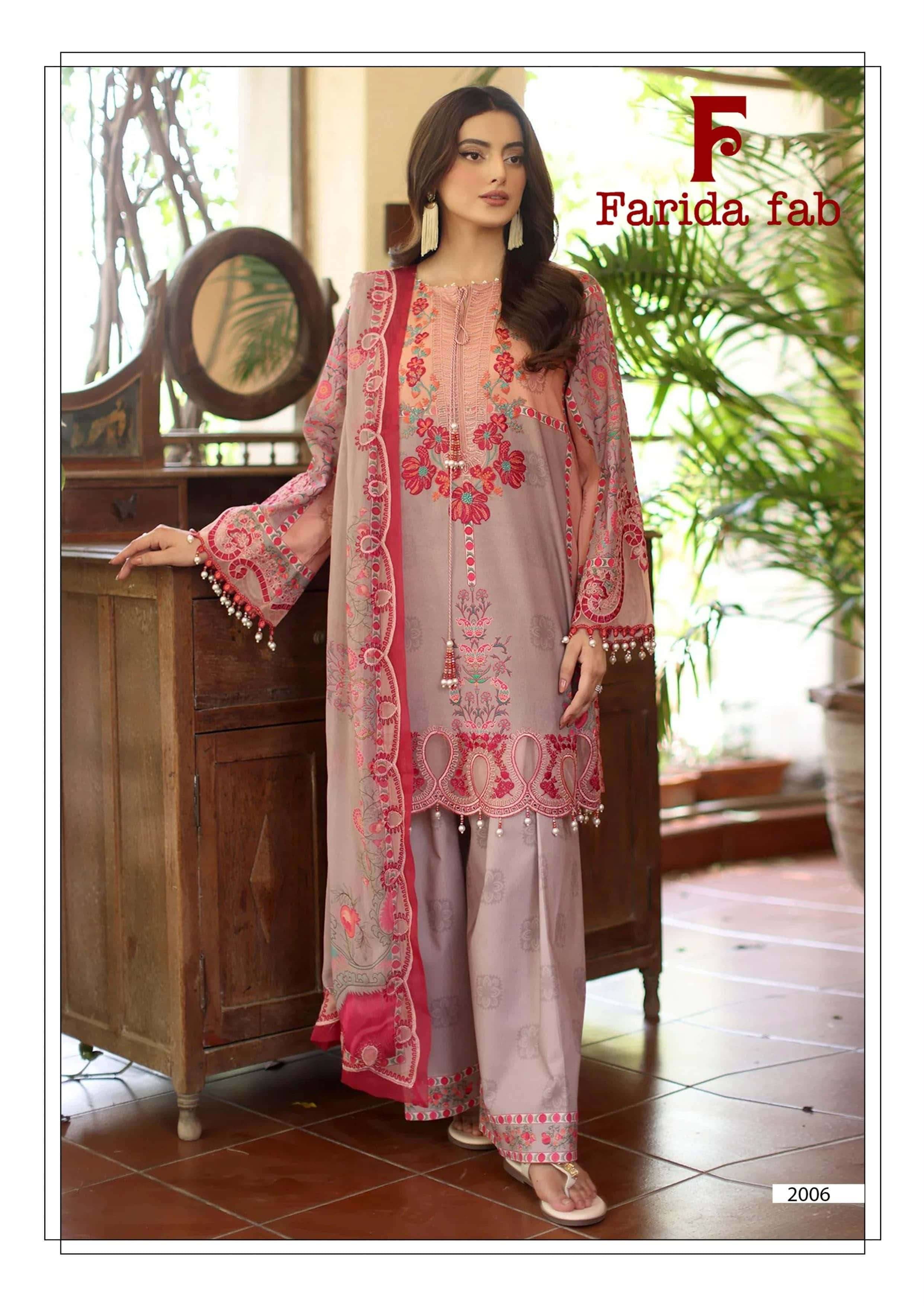 Farida Fab Charizma Vol 2 Heavy Luxury Lawn Collection Salwar Suit 6 Pcs Catalog 