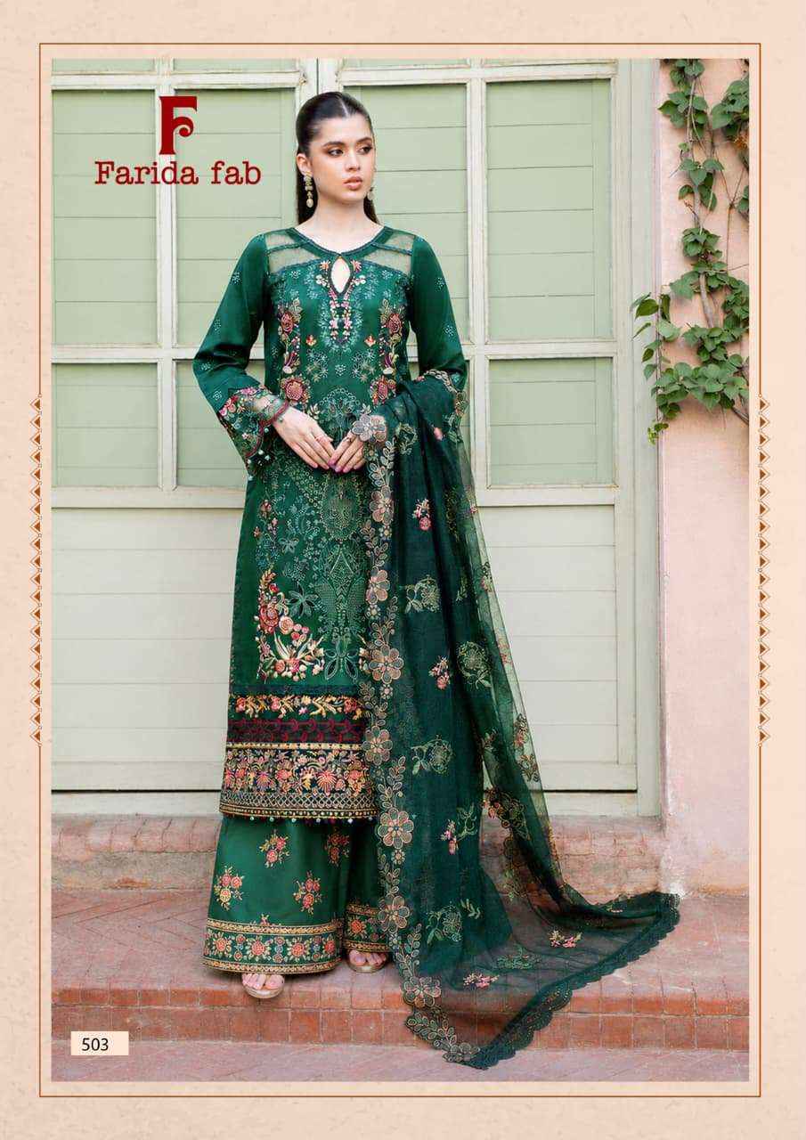 Farida Fab Elaaf Vol 5 Cotton Dress Material Wholesale Price 6 pcs Catalogue