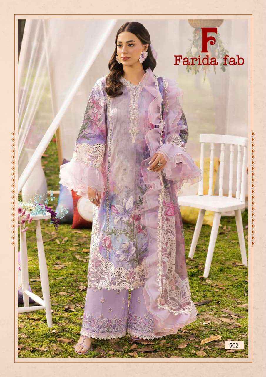 Farida Fab Elaaf Vol 5 Cotton Dress Material Wholesale Price 6 pcs Catalogue