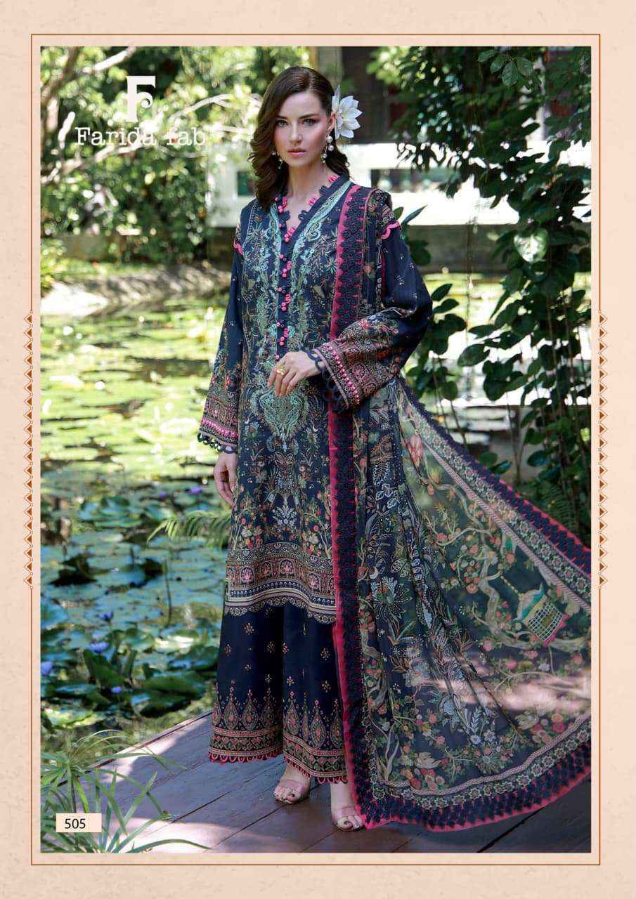 Farida Fab Elaaf Vol 5 Cotton Dress Material Wholesale Price 6 pcs Catalogue
