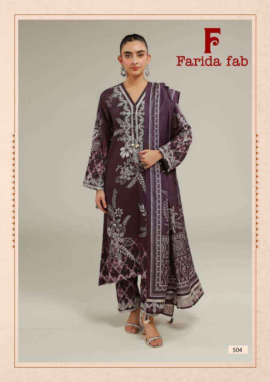 Farida Fab Elaaf Vol 5 Cotton Dress Material Wholesale Price 6 pcs Catalogue