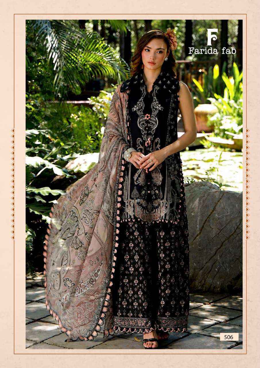 Farida Fab Elaaf Vol 5 Cotton Dress Material Wholesale Price 6 pcs Catalogue