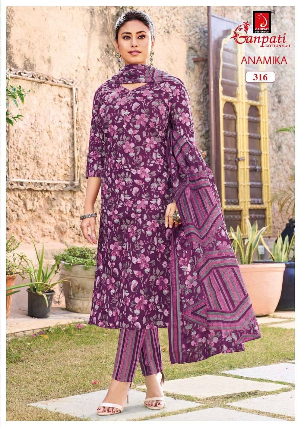 Ganpati Anamika Vol 3 Pure Cotton Kurti Pant Dupatta Set _ Surat Wholesale Market 12 Pcs Catalog 