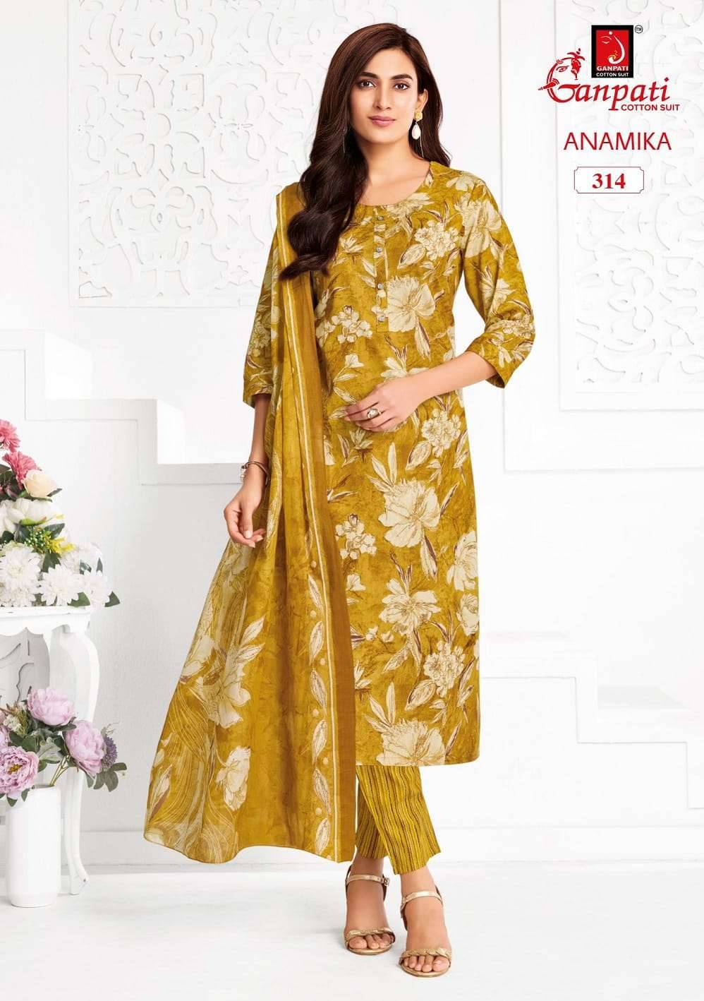 Ganpati Anamika Vol 3 Pure Cotton Kurti Pant Dupatta Set _ Surat Wholesale Market 12 Pcs Catalog 