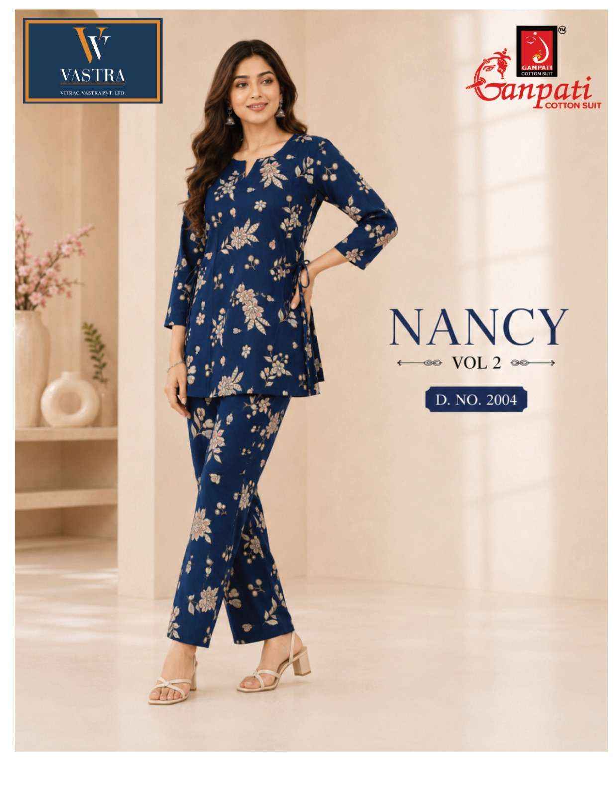 GANPATI NANCY VOL 2 RAYON DIGITAL PRINTED CO-ORD SET 12 PCS CATALOGUE