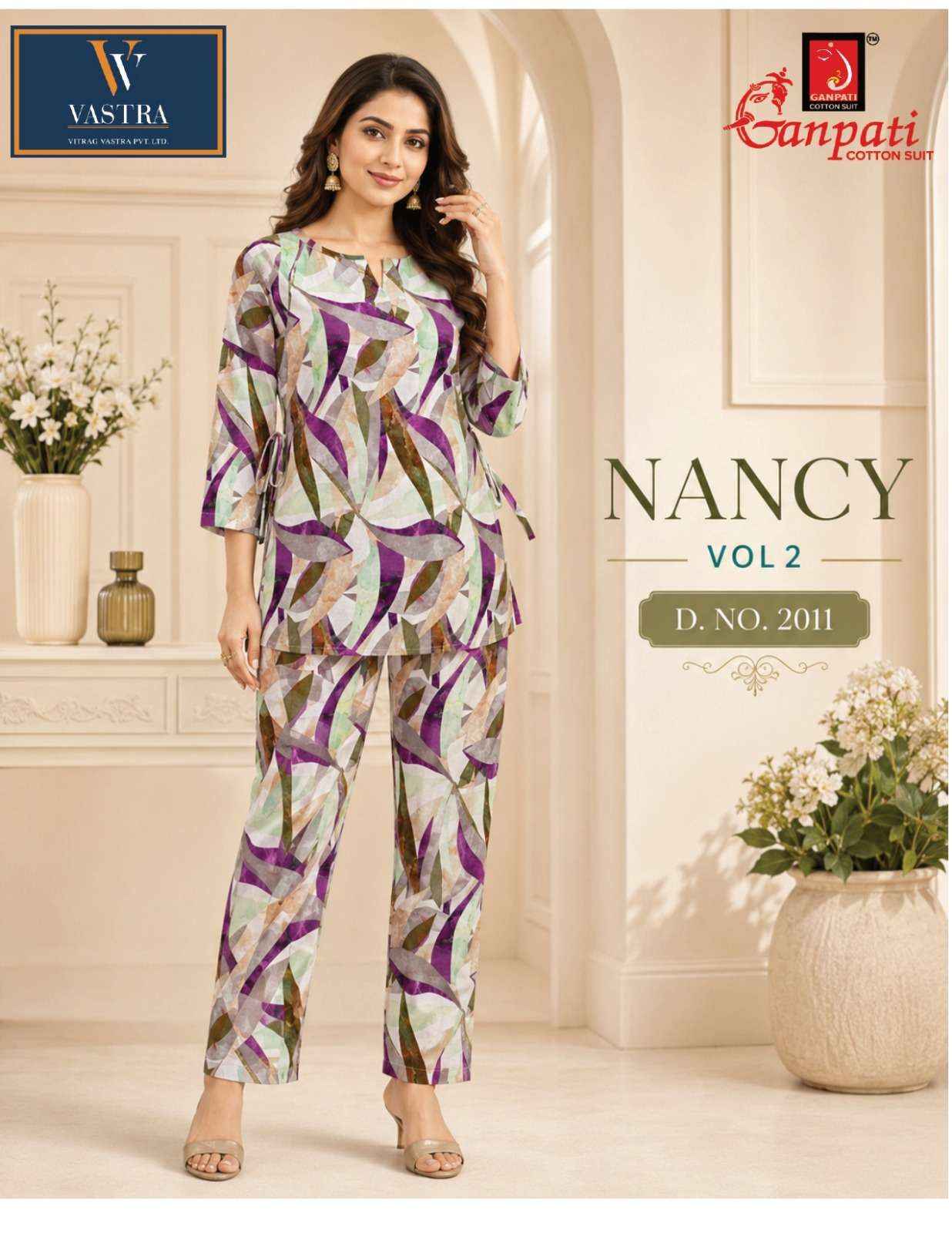GANPATI NANCY VOL 2 RAYON DIGITAL PRINTED CO-ORD SET 12 PCS CATALOGUE