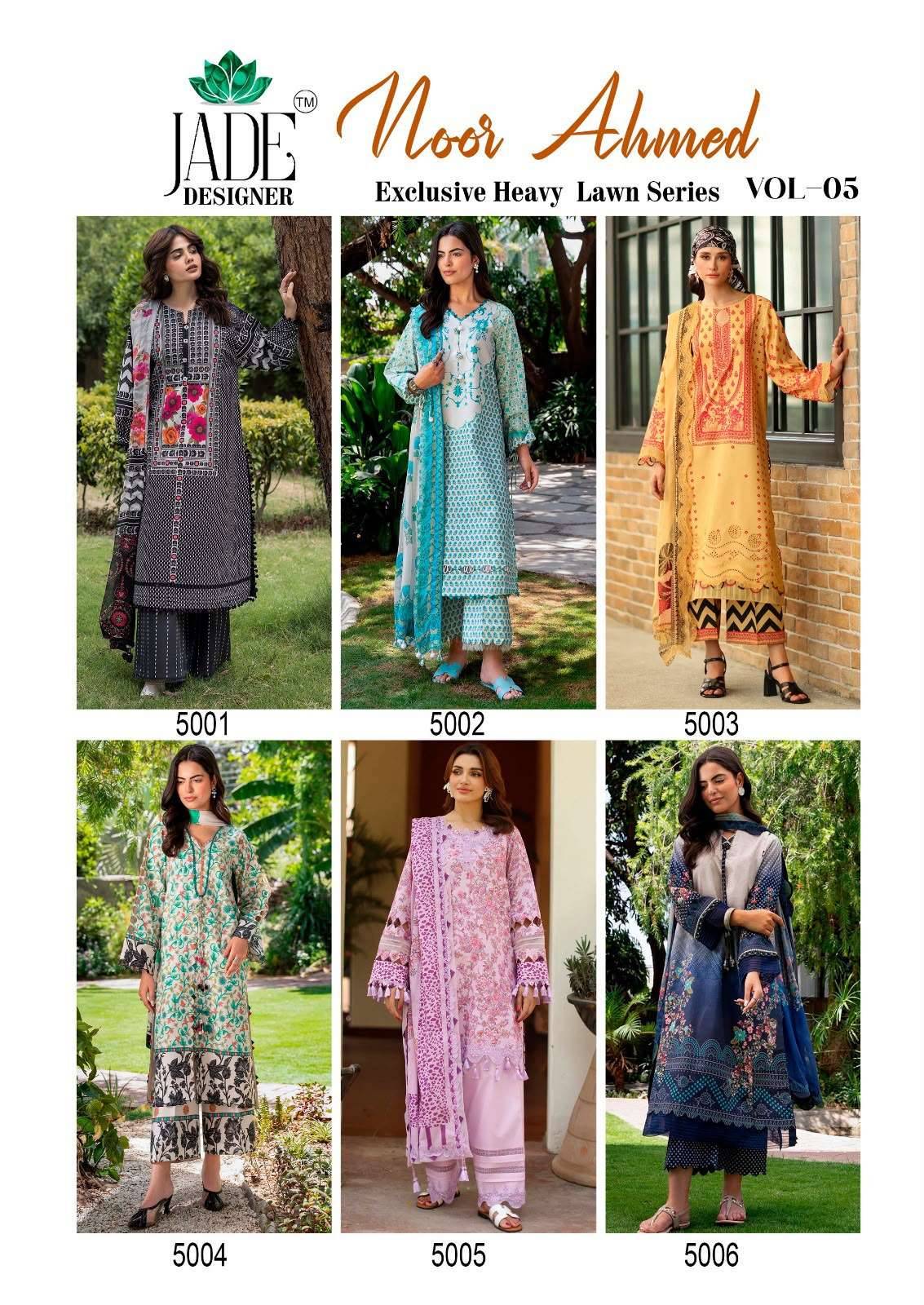 Jade Noor Ahmed Vol 5 Karachi Cotton Dress Material (Set of 6 Pcs)