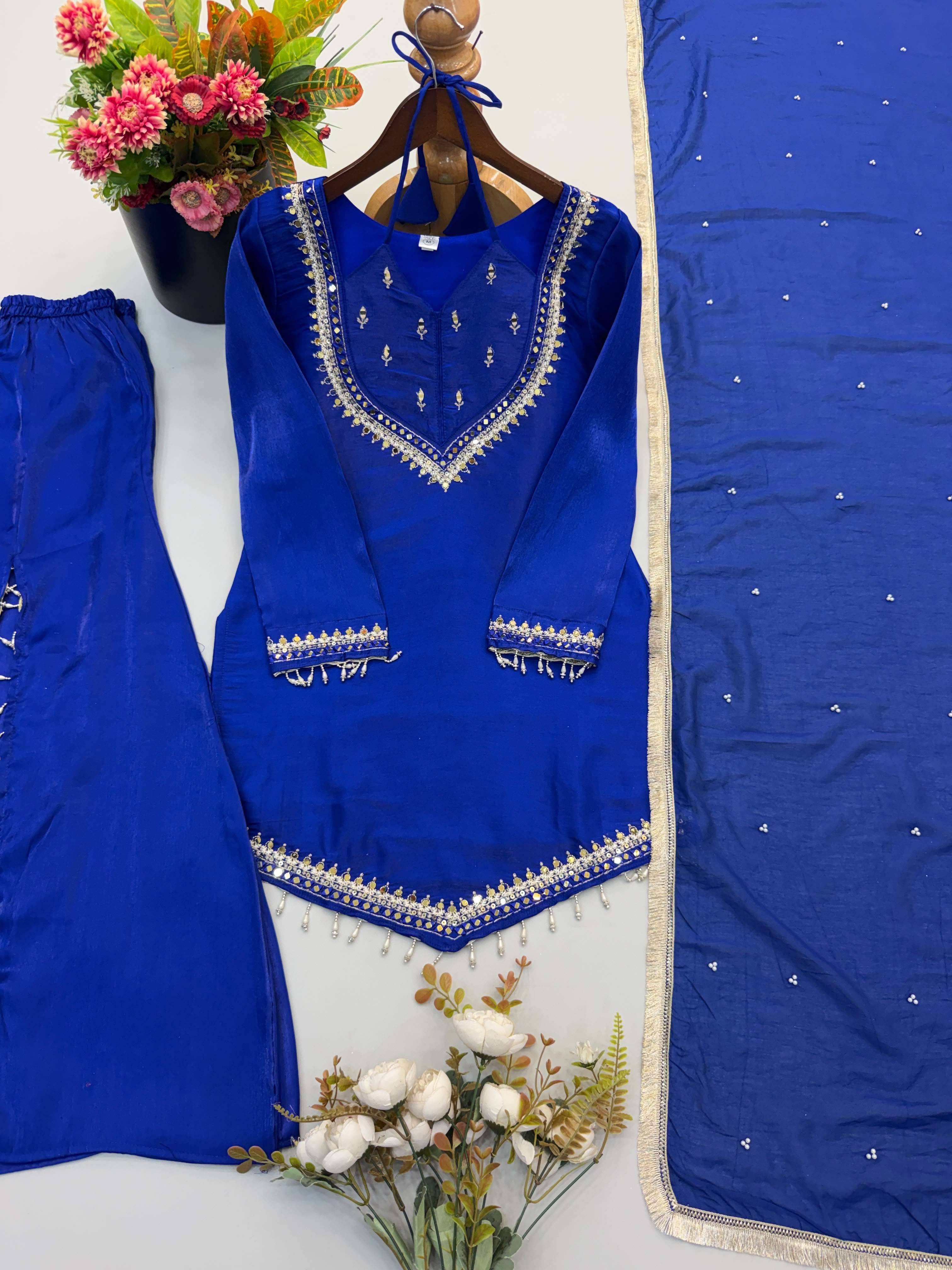JF 054 SILK BEAUTIFUL DESIGNER LOOK PARTY WEAR LADIES SUIT