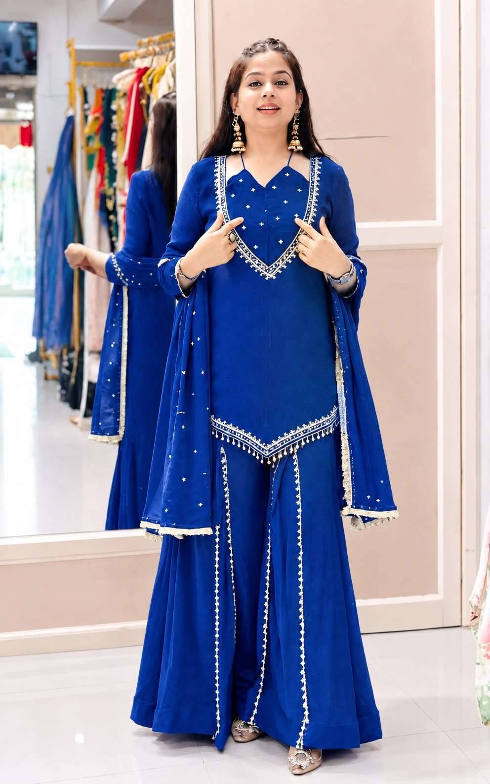 JF 054 SILK BEAUTIFUL DESIGNER LOOK PARTY WEAR LADIES SUIT