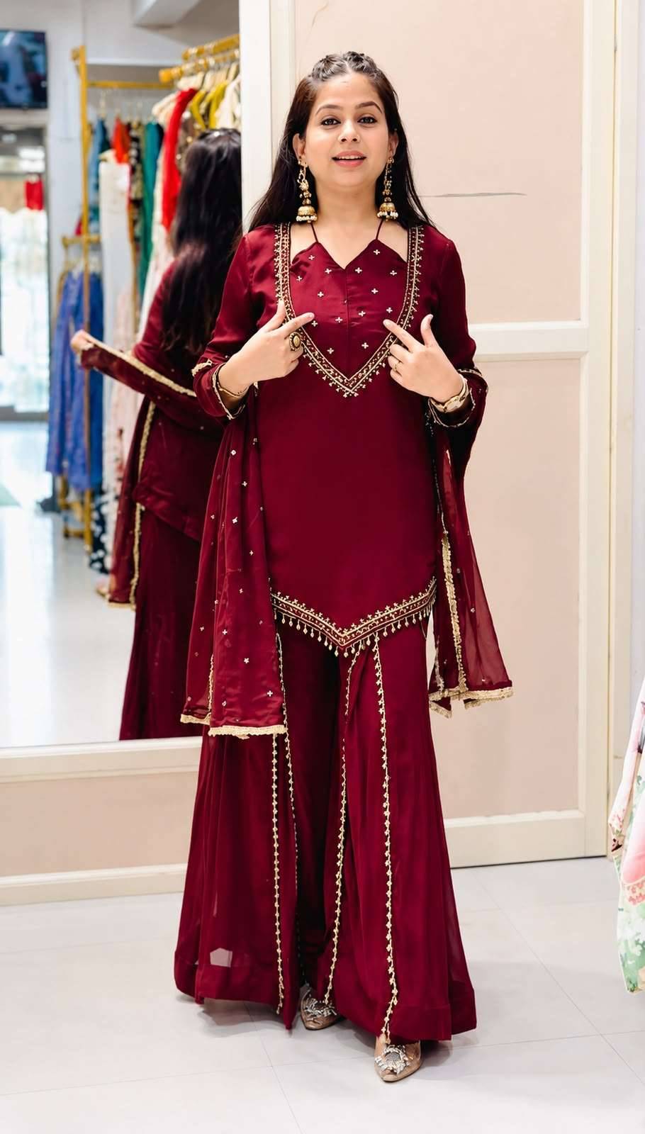JF 054 SILK BEAUTIFUL DESIGNER LOOK PARTY WEAR LADIES SUIT