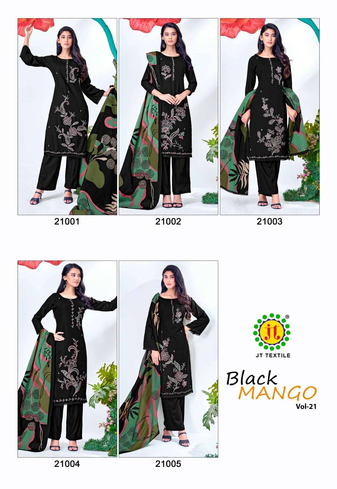 Jt Black Mango Vol 21 Fancy Rayon Salwar Kameez 5 Pcs Catalog 