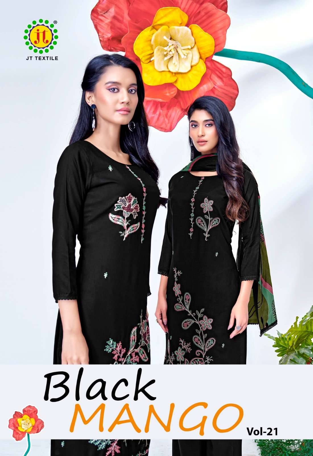 Jt Black Mango Vol 21 Fancy Rayon Salwar Kameez 5 Pcs Catalog 