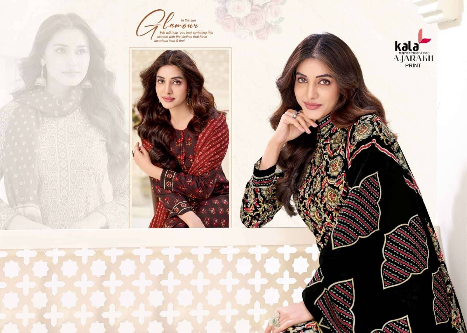 Kala Ajarakh Vol 1 Pure Cotton Unstitch Dress Material 12 Pcs Catalog