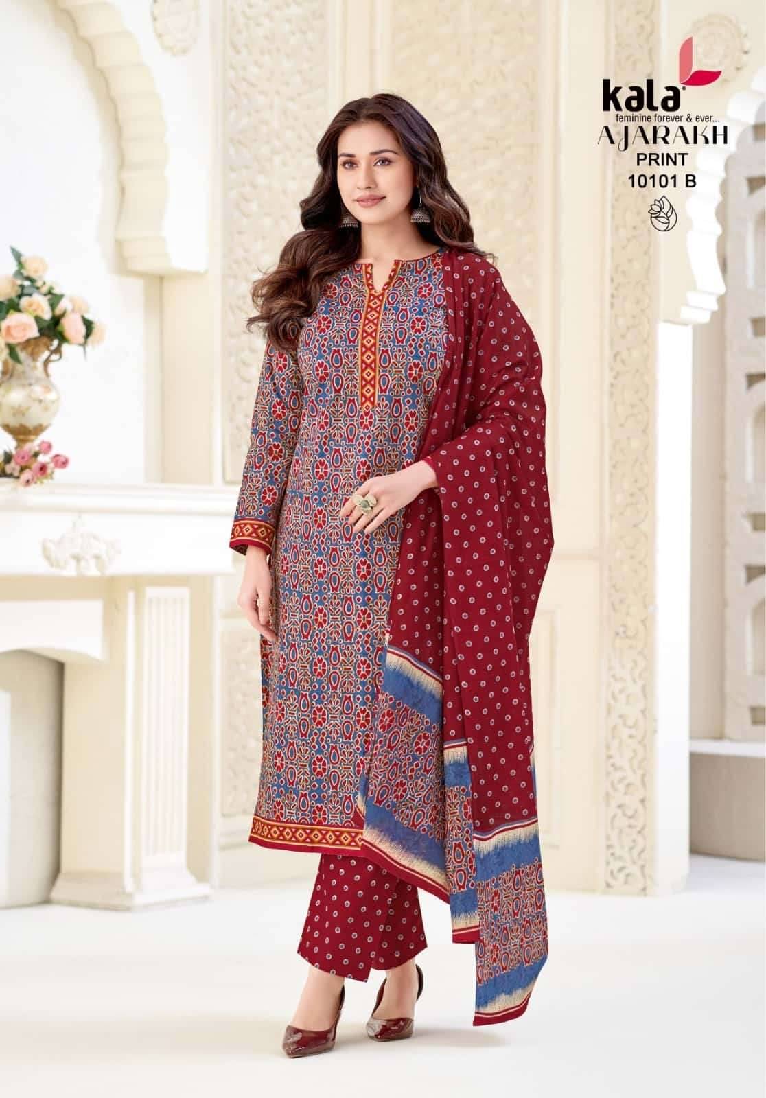 Kala Ajarakh Vol 1 Pure Cotton Unstitch Dress Material 12 Pcs Catalog