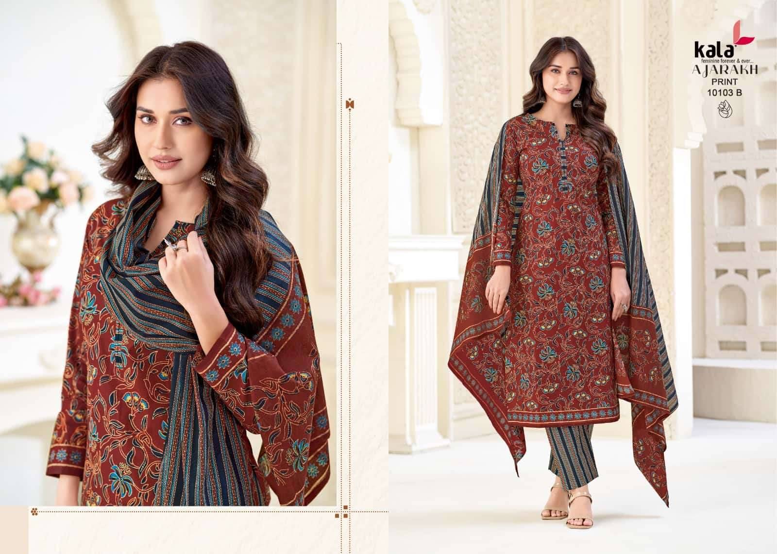 Kala Ajarakh Vol 1 Pure Cotton Unstitch Dress Material 12 Pcs Catalog