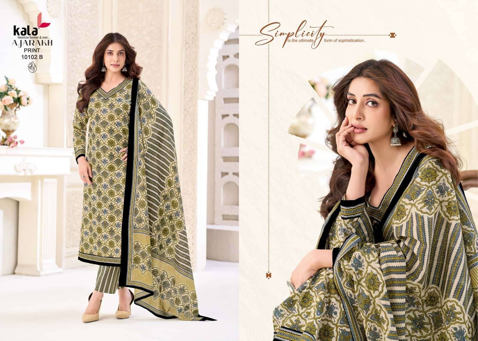Kala Ajarakh Vol 1 Pure Cotton Unstitch Dress Material 12 Pcs Catalog