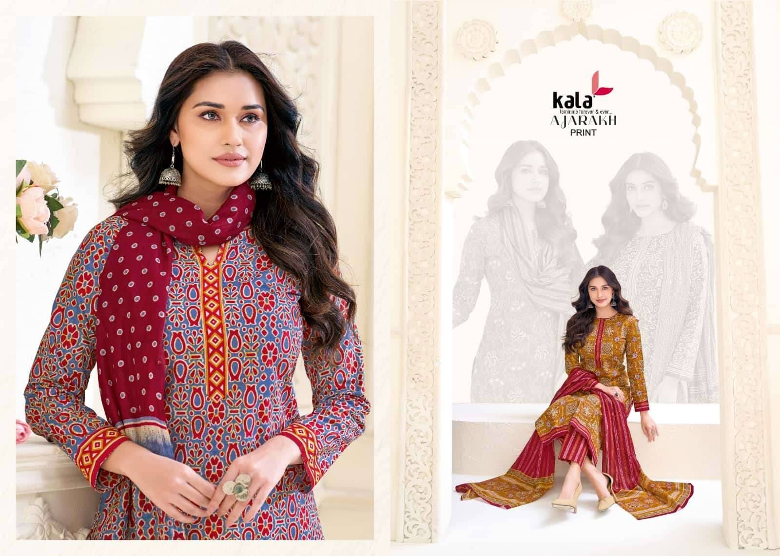 Kala Ajarakh Vol 1 Pure Cotton Unstitch Dress Material 12 Pcs Catalog