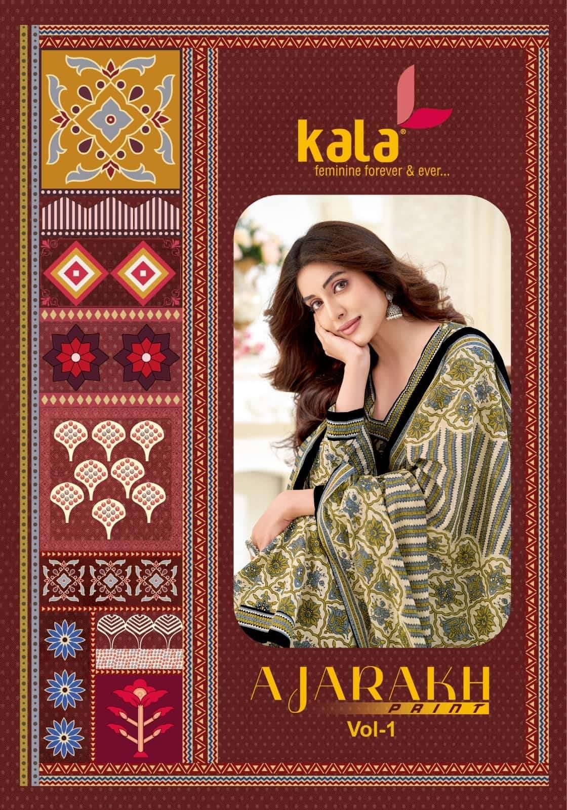 Kala Ajarakh Vol 1 Pure Cotton Unstitch Dress Material 12 Pcs Catalog