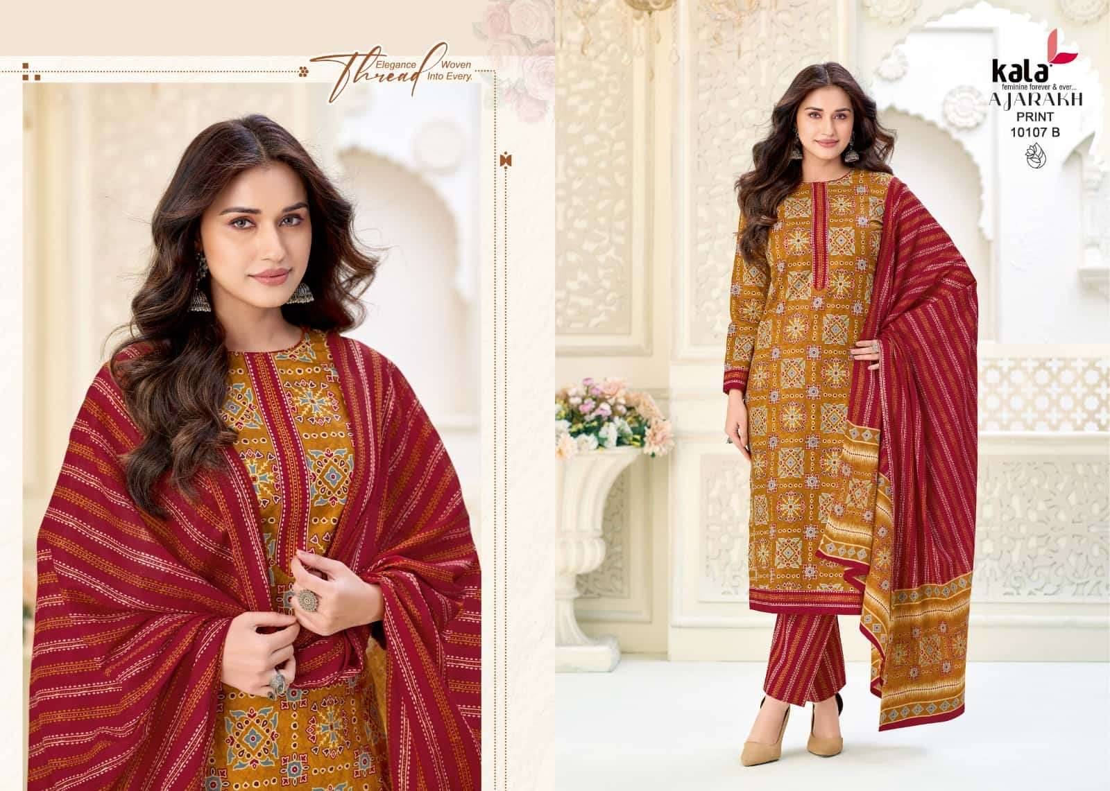 Kala Ajarakh Vol 1 Pure Cotton Unstitch Dress Material 12 Pcs Catalog