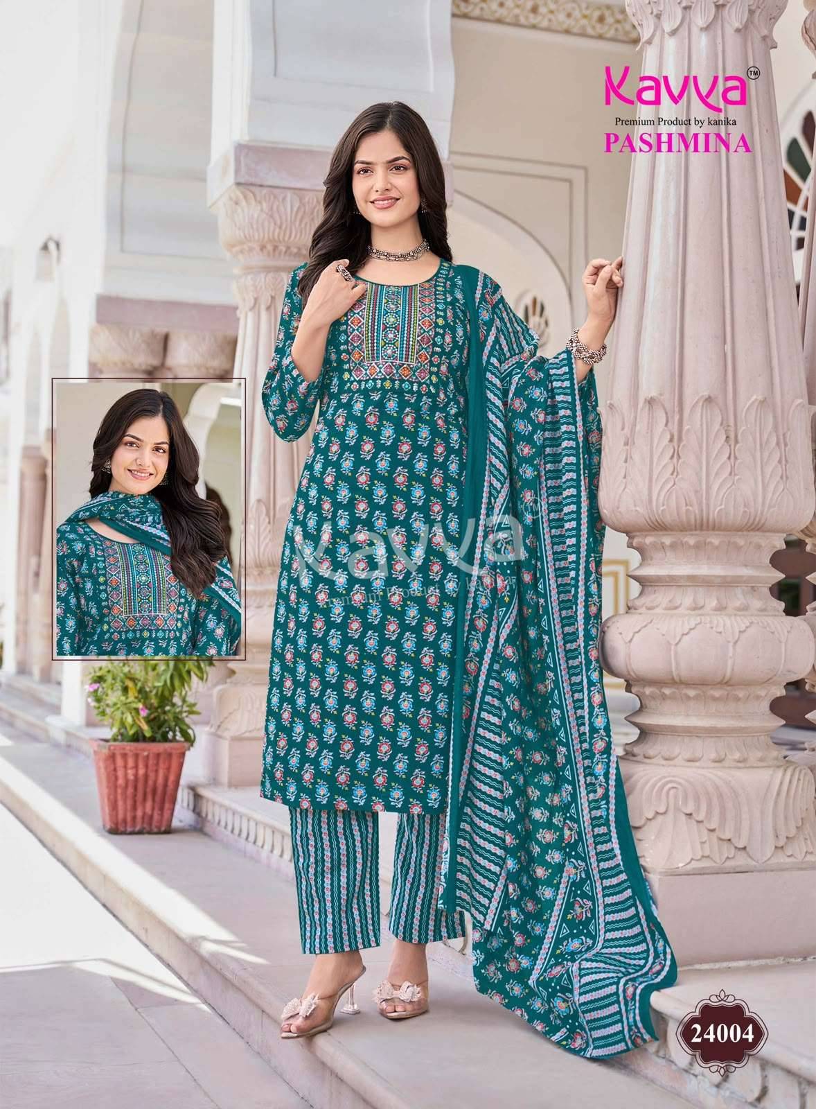 Kavya Pashmina Vol 24 Premium Cotton 3 Pec Set _ Surat Wholesale Market 10 Pcs Catalog 