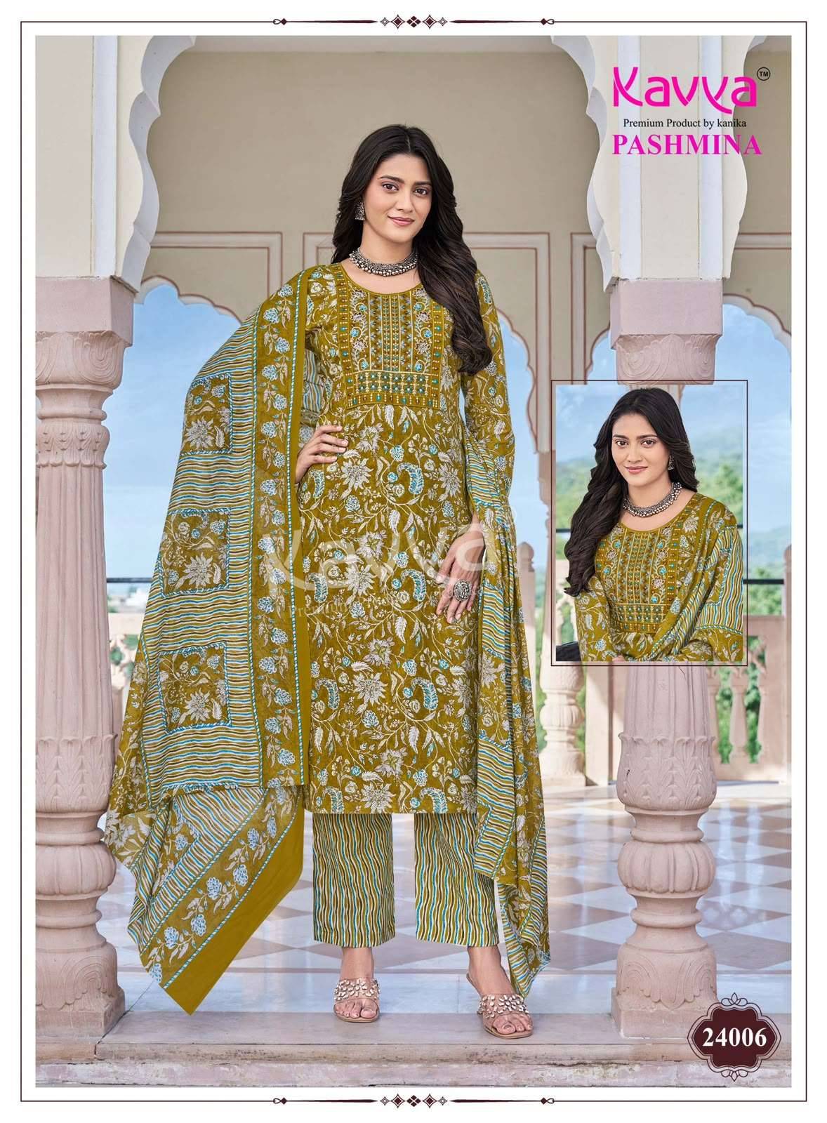 Kavya Pashmina Vol 24 Premium Cotton 3 Pec Set _ Surat Wholesale Market 10 Pcs Catalog 