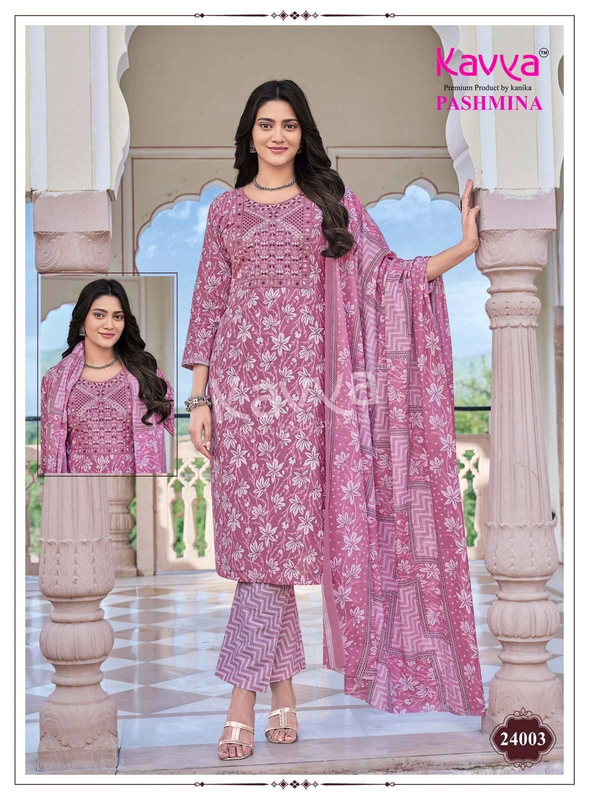 Kavya Pashmina Vol 24 Premium Cotton 3 Pec Set _ Surat Wholesale Market 10 Pcs Catalog 