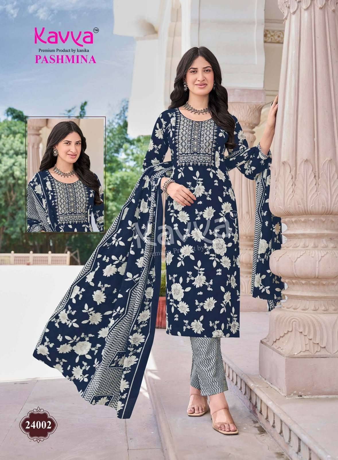 Kavya Pashmina Vol 24 Premium Cotton 3 Pec Set _ Surat Wholesale Market 10 Pcs Catalog 