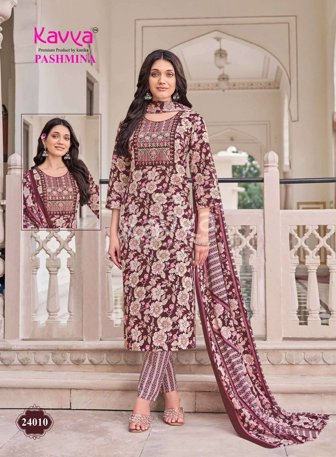 Kavya Pashmina Vol 24 Premium Cotton 3 Pec Set _ Surat Wholesale Market 10 Pcs Catalog 