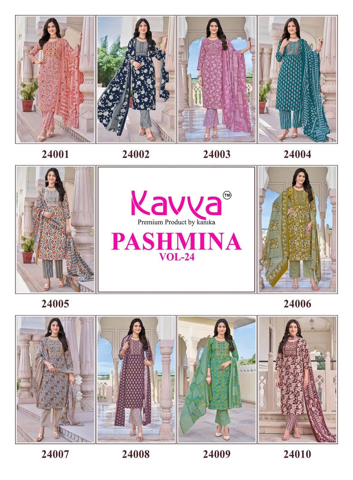 Kavya Pashmina Vol 24 Premium Cotton 3 Pec Set _ Surat Wholesale Market 10 Pcs Catalog 