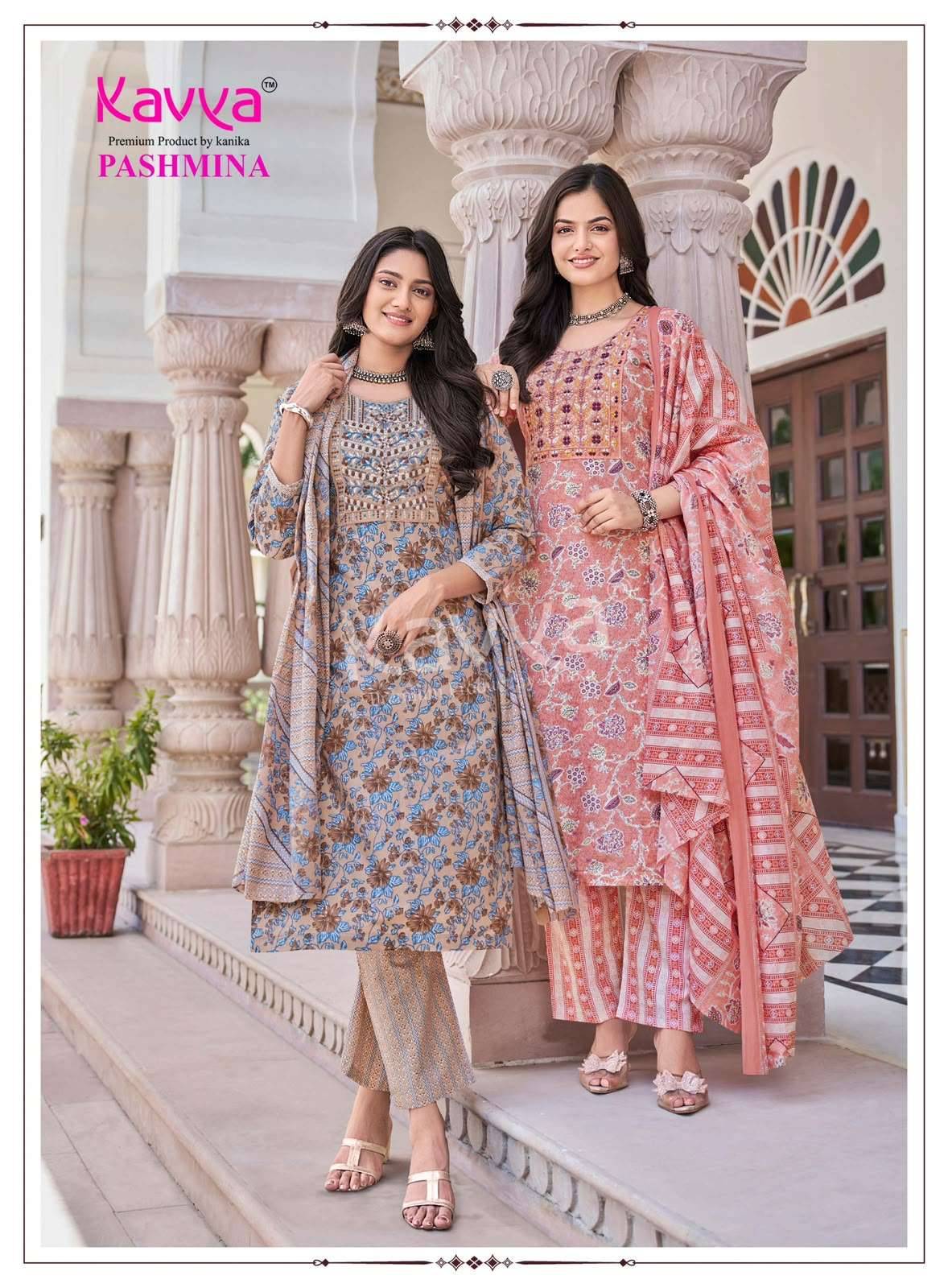 Kavya Pashmina Vol 24 Premium Cotton 3 Pec Set _ Surat Wholesale Market 10 Pcs Catalog 