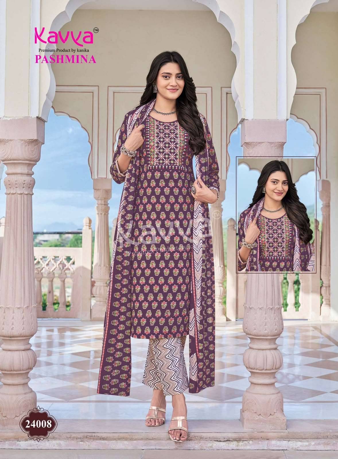 Kavya Pashmina Vol 24 Premium Cotton 3 Pec Set _ Surat Wholesale Market 10 Pcs Catalog 