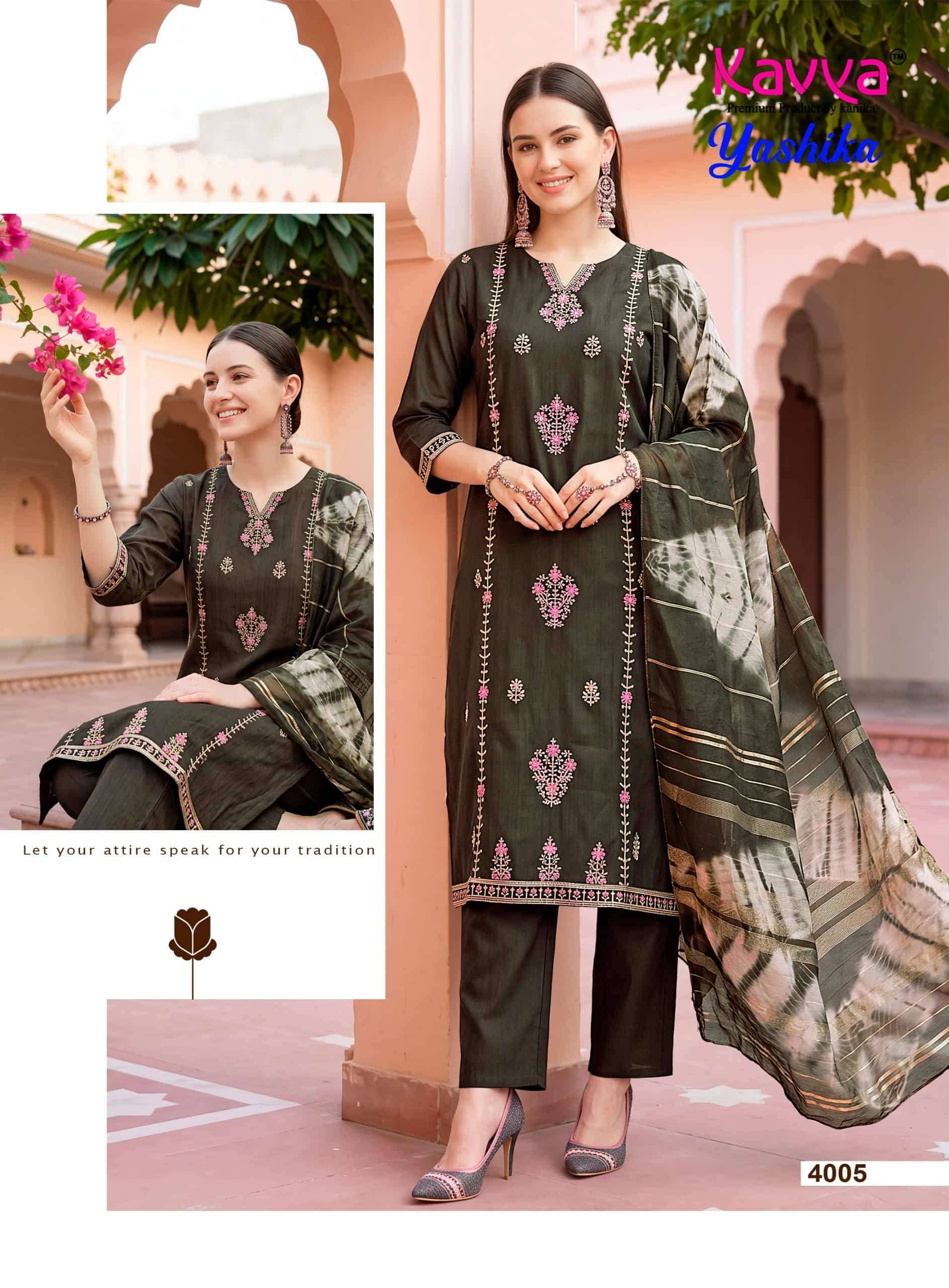 Kavya Yashika Vol 4 Fancy Kurti Pant Dupatta Set 10 Pcs Catalog 