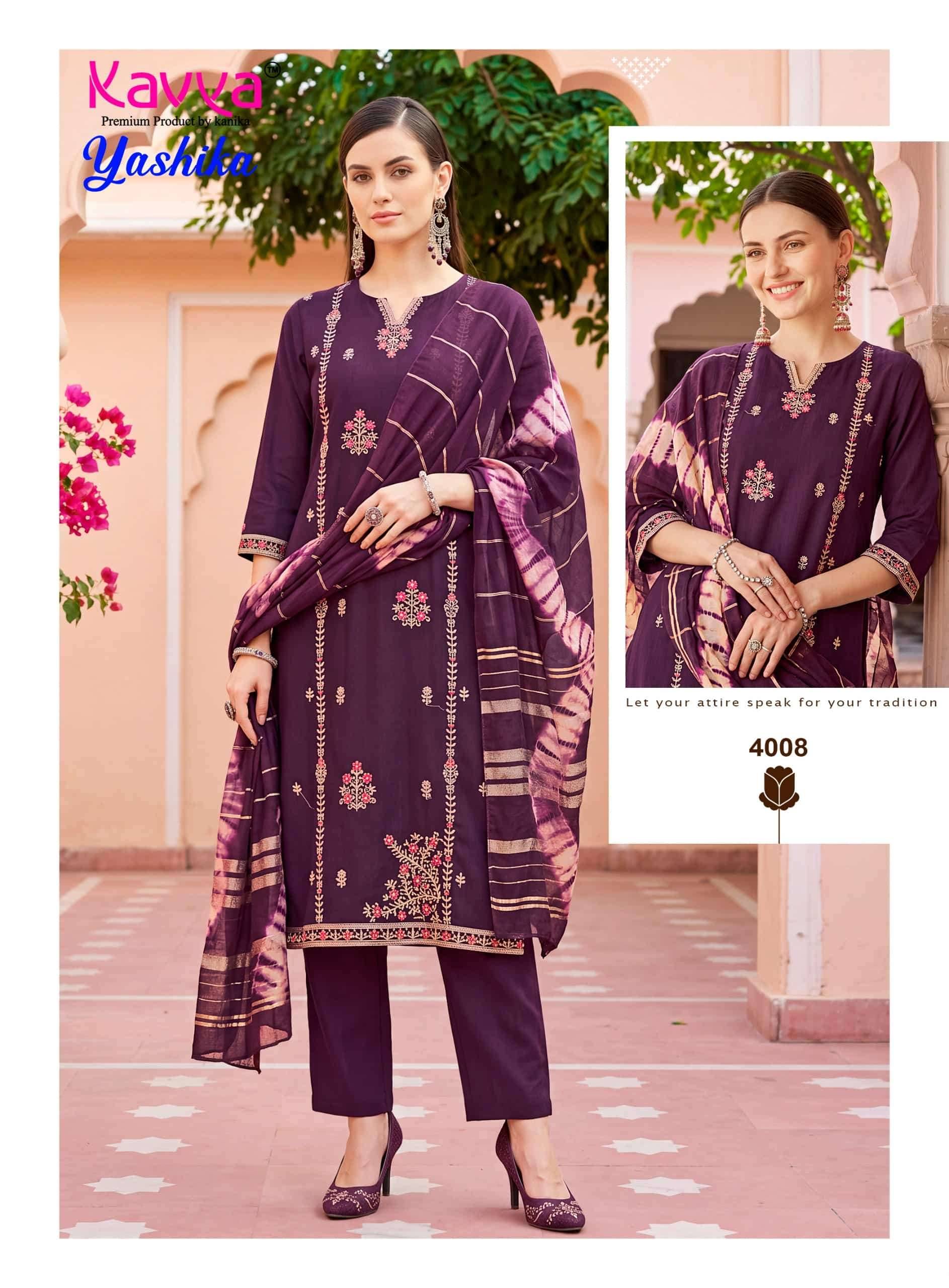 Kavya Yashika Vol 4 Fancy Kurti Pant Dupatta Set 10 Pcs Catalog 