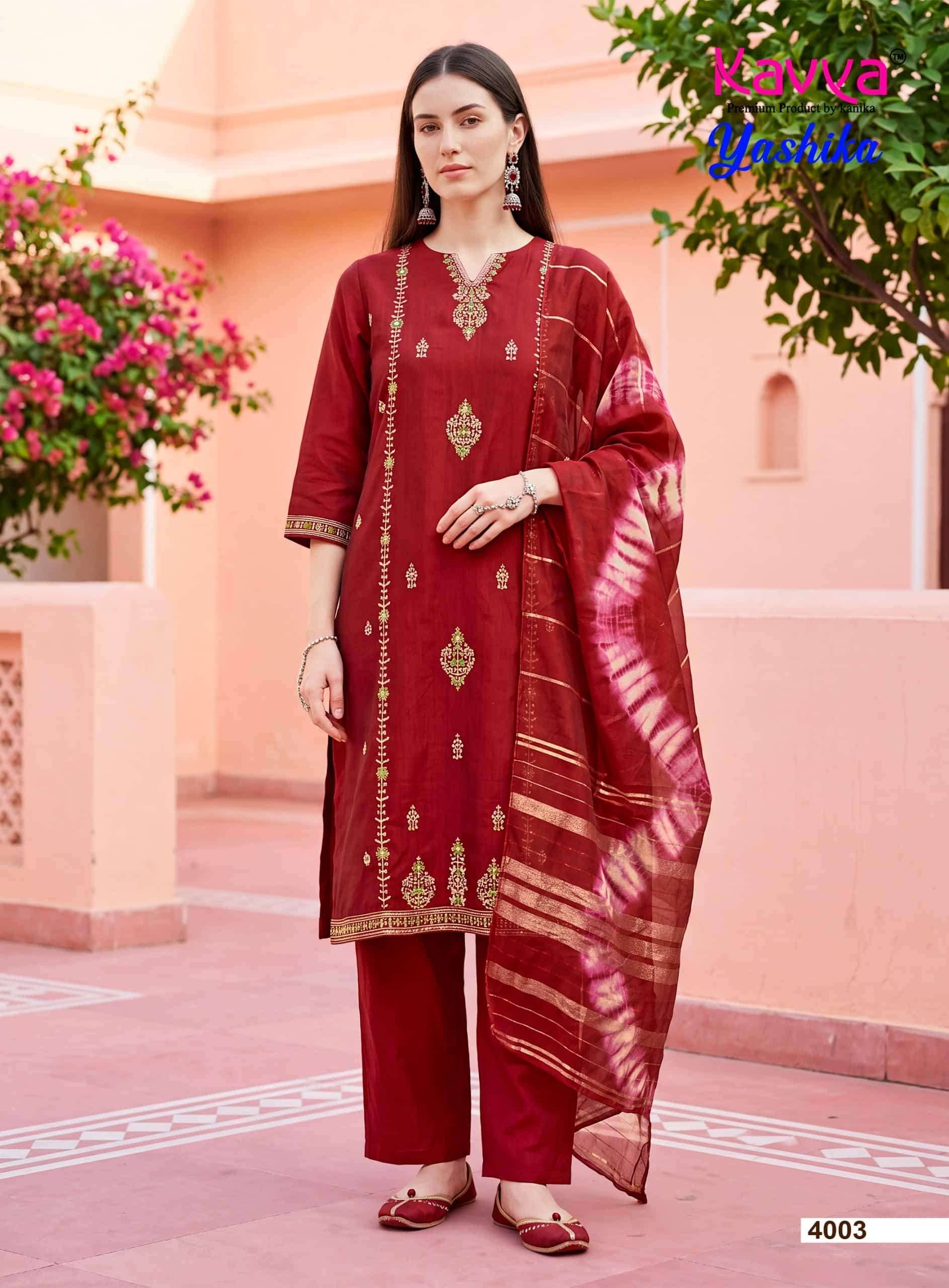 Kavya Yashika Vol 4 Fancy Kurti Pant Dupatta Set 10 Pcs Catalog 