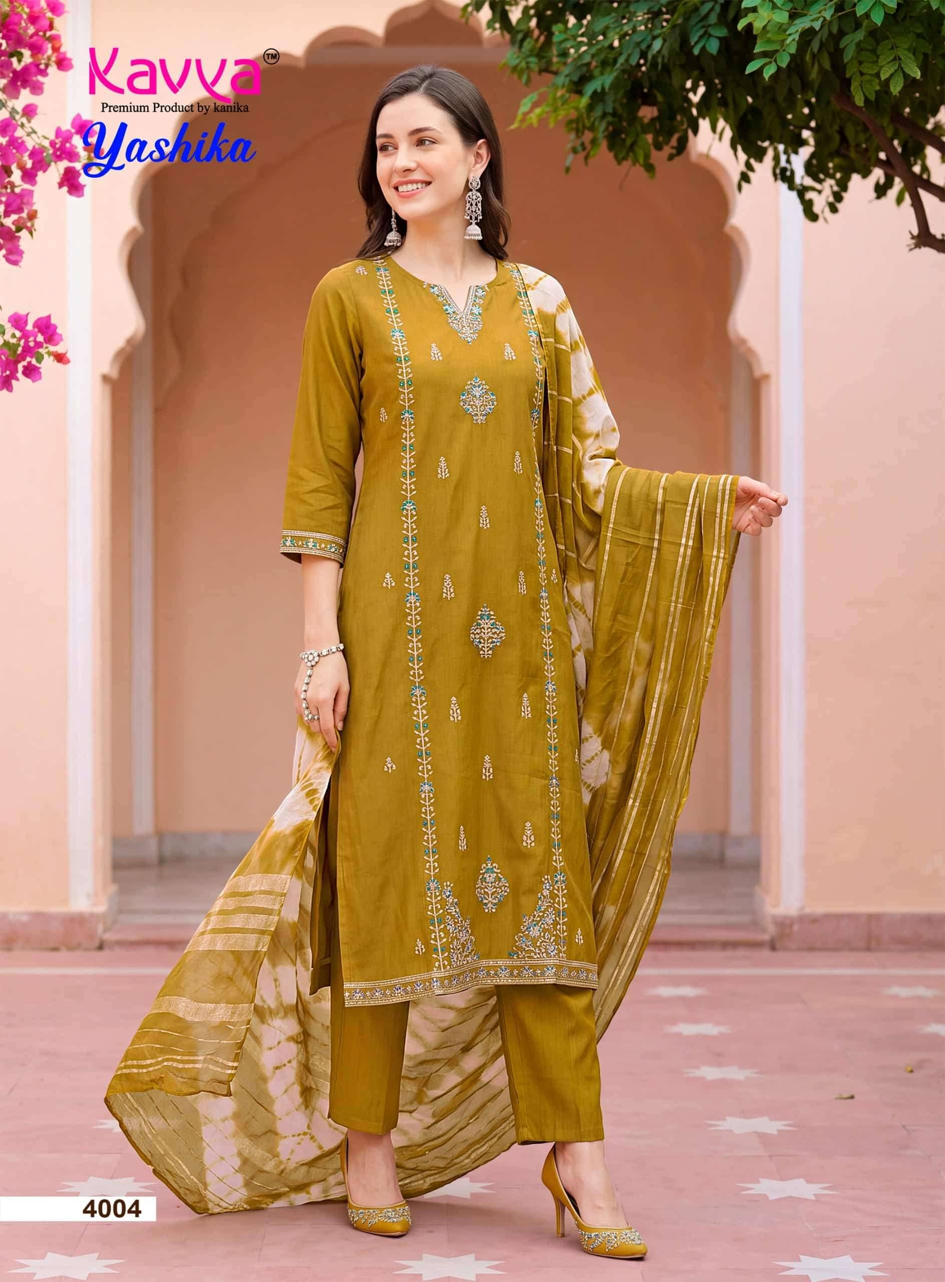 Kavya Yashika Vol 4 Fancy Kurti Pant Dupatta Set 10 Pcs Catalog 