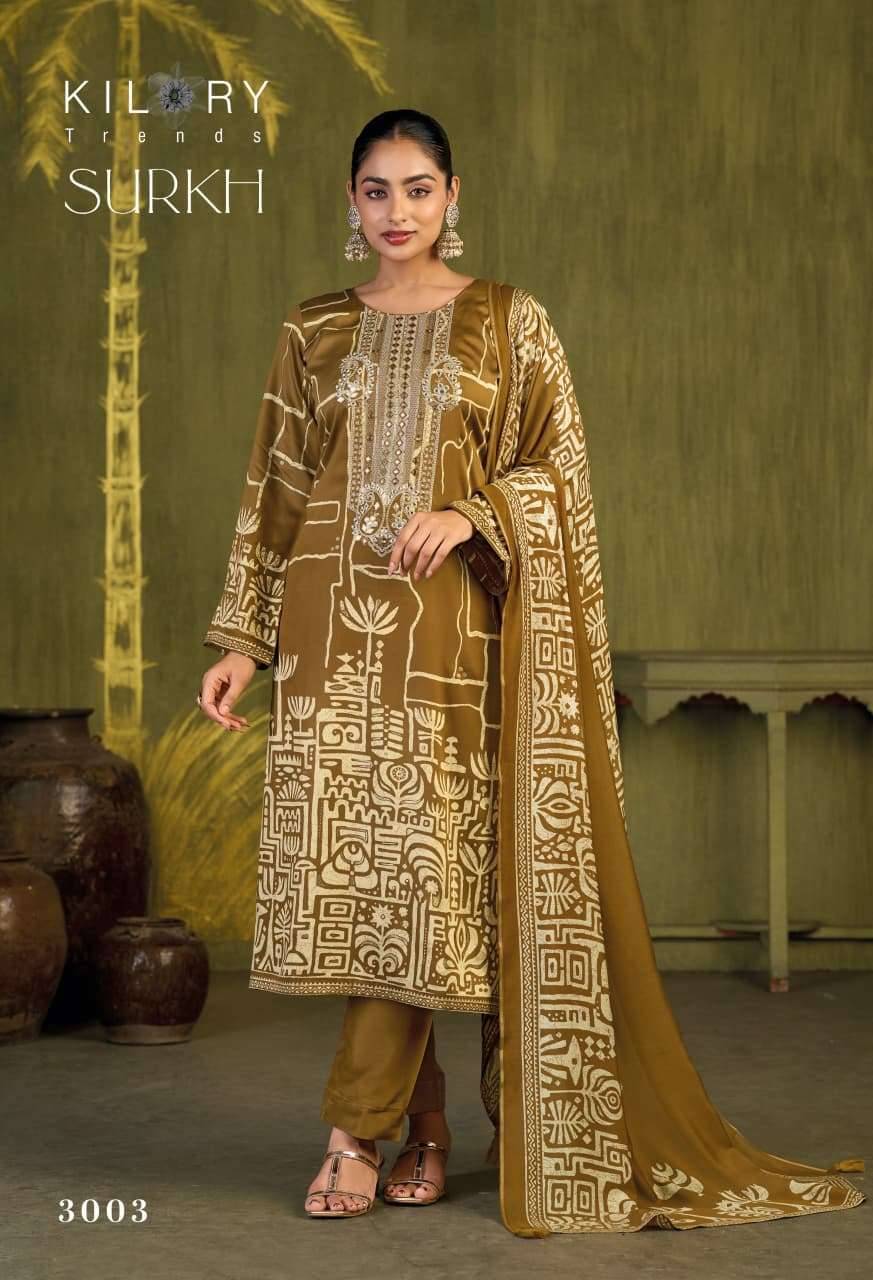 Kilory Surkh Pure Gajji Silk Ladies Salwar Kameez _ Surat Wholesale Market 4 Pcs Catalog 