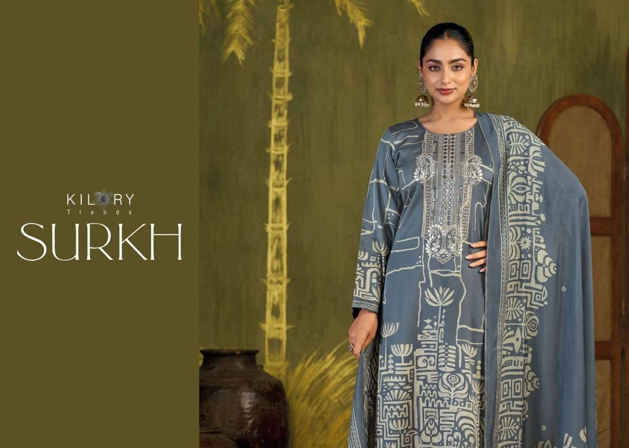 Kilory Surkh Pure Gajji Silk Ladies Salwar Kameez _ Surat Wholesale Market 4 Pcs Catalog 