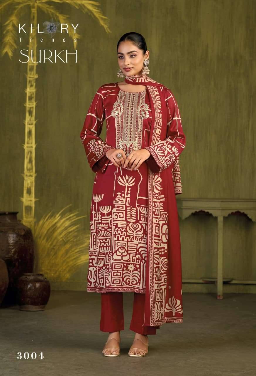 Kilory Surkh Pure Gajji Silk Ladies Salwar Kameez _ Surat Wholesale Market 4 Pcs Catalog 