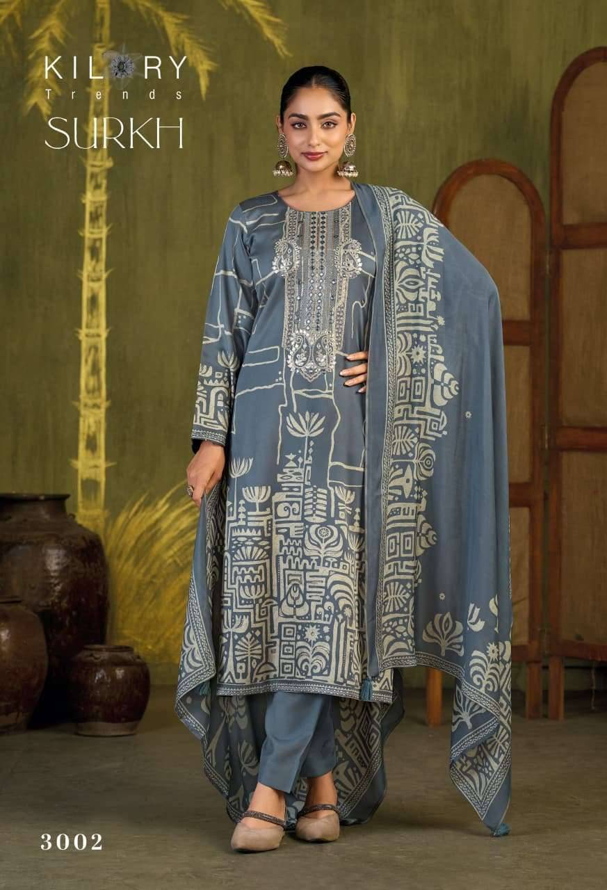 Kilory Surkh Pure Gajji Silk Ladies Salwar Kameez _ Surat Wholesale Market 4 Pcs Catalog 