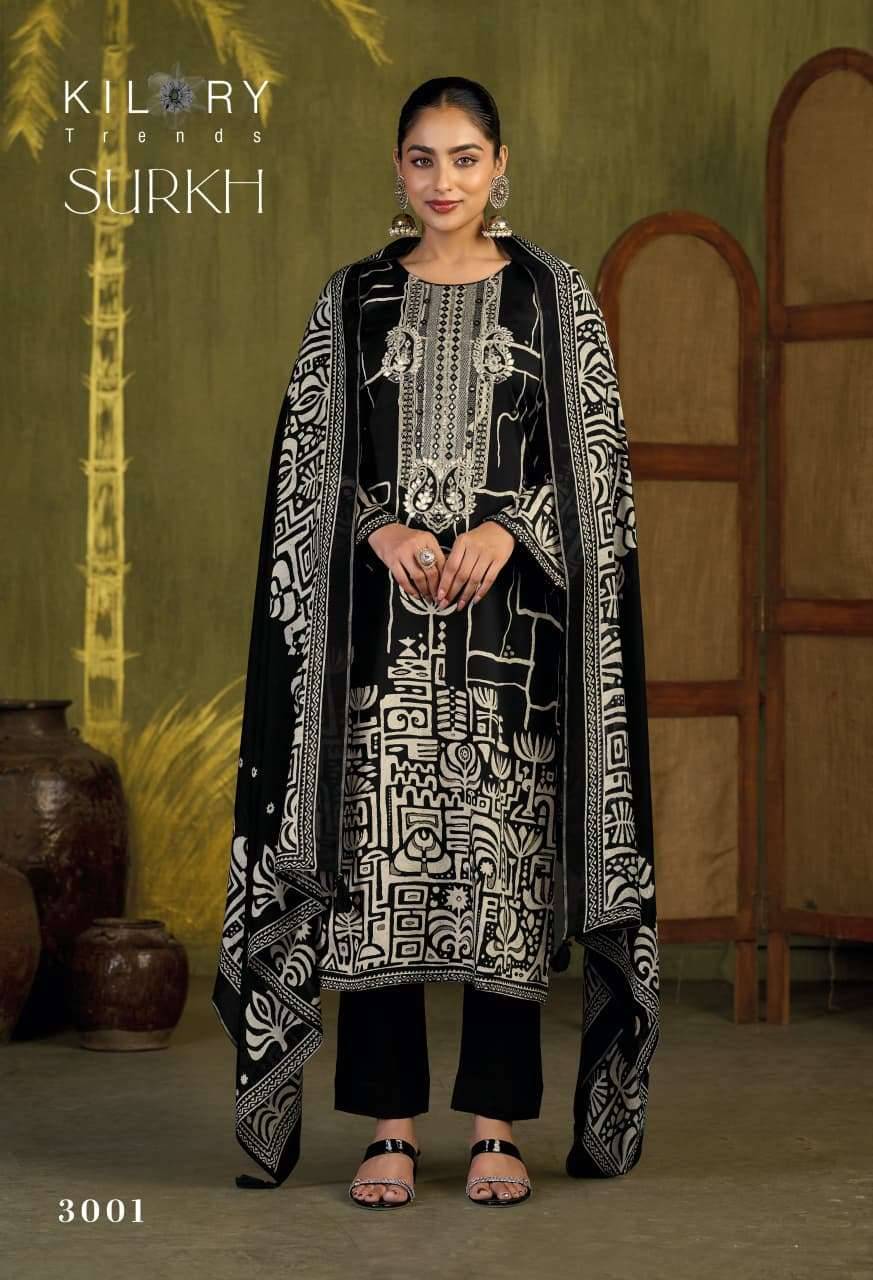 Kilory Surkh Pure Gajji Silk Ladies Salwar Kameez _ Surat Wholesale Market 4 Pcs Catalog 