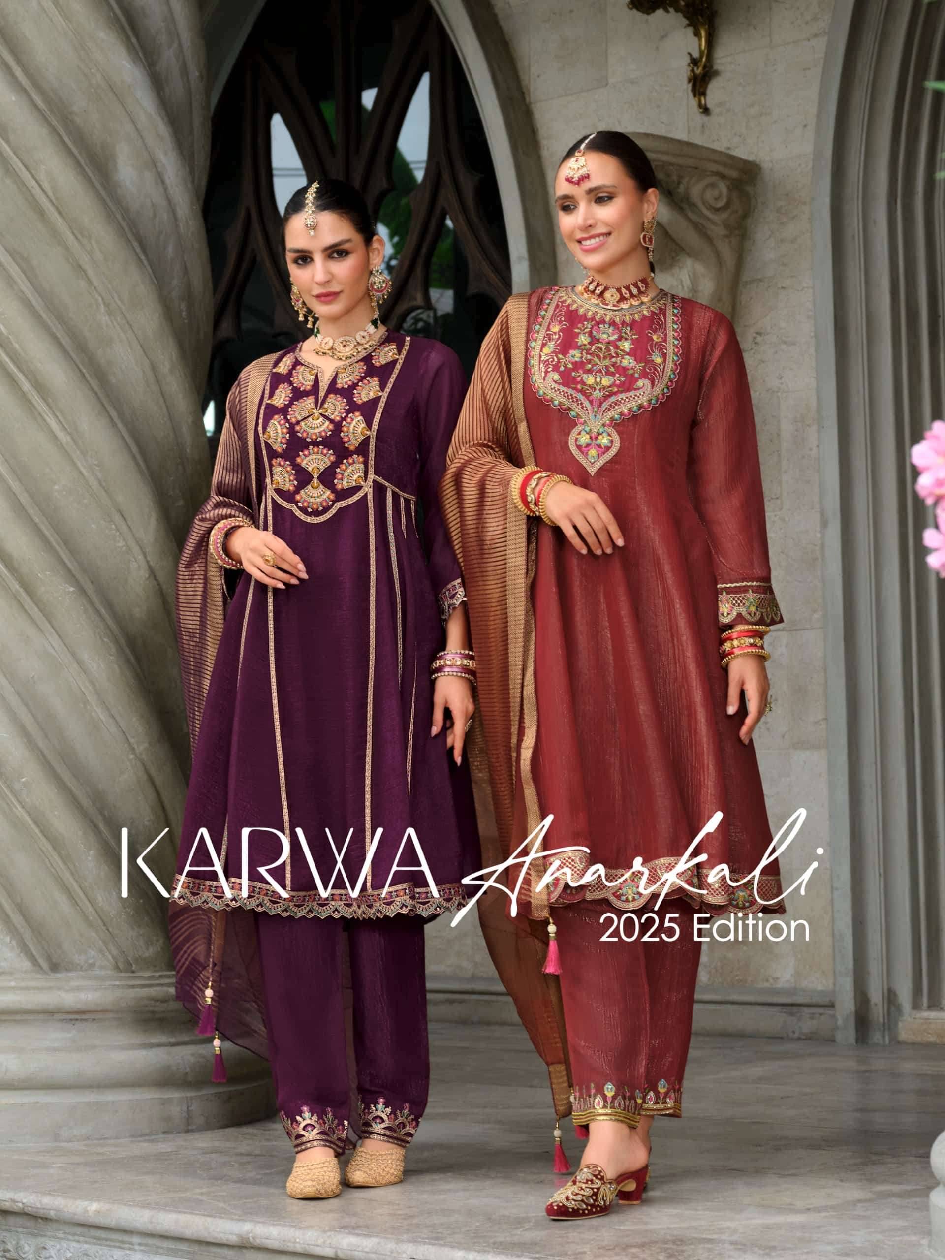 Lily And Lali Karwa Anarkali 2025 Edition Readymade Designer 3 Piece Dress 4 Pcs Catalog 