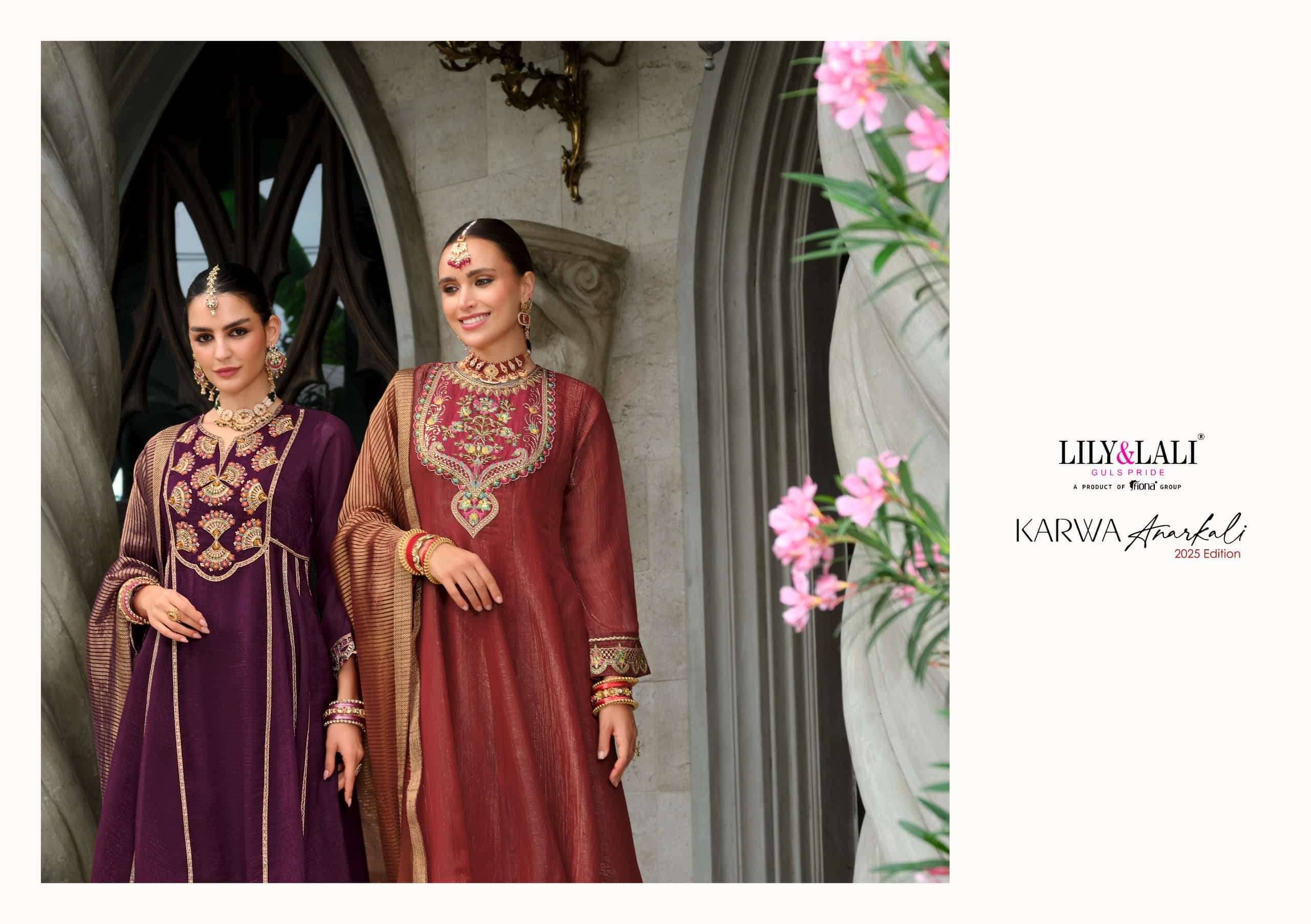 Lily And Lali Karwa Anarkali 2025 Edition Readymade Designer 3 Piece Dress 4 Pcs Catalog 